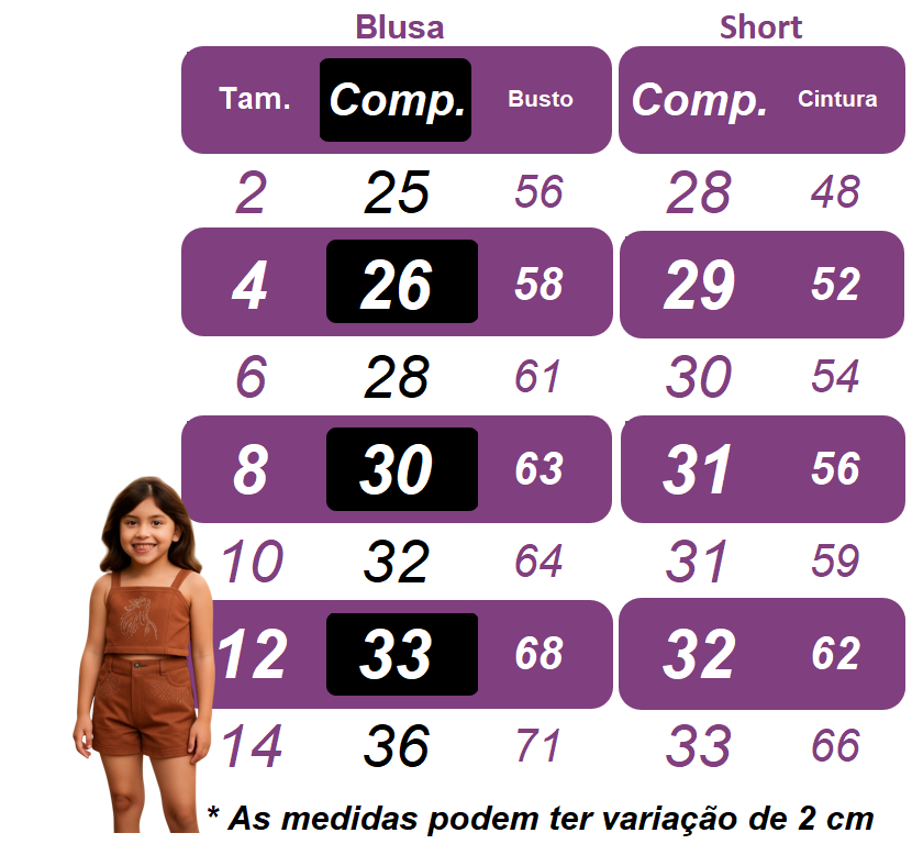 Conjunto Infantil Blusa e Short Sarja Rosa Boiadeira Casual