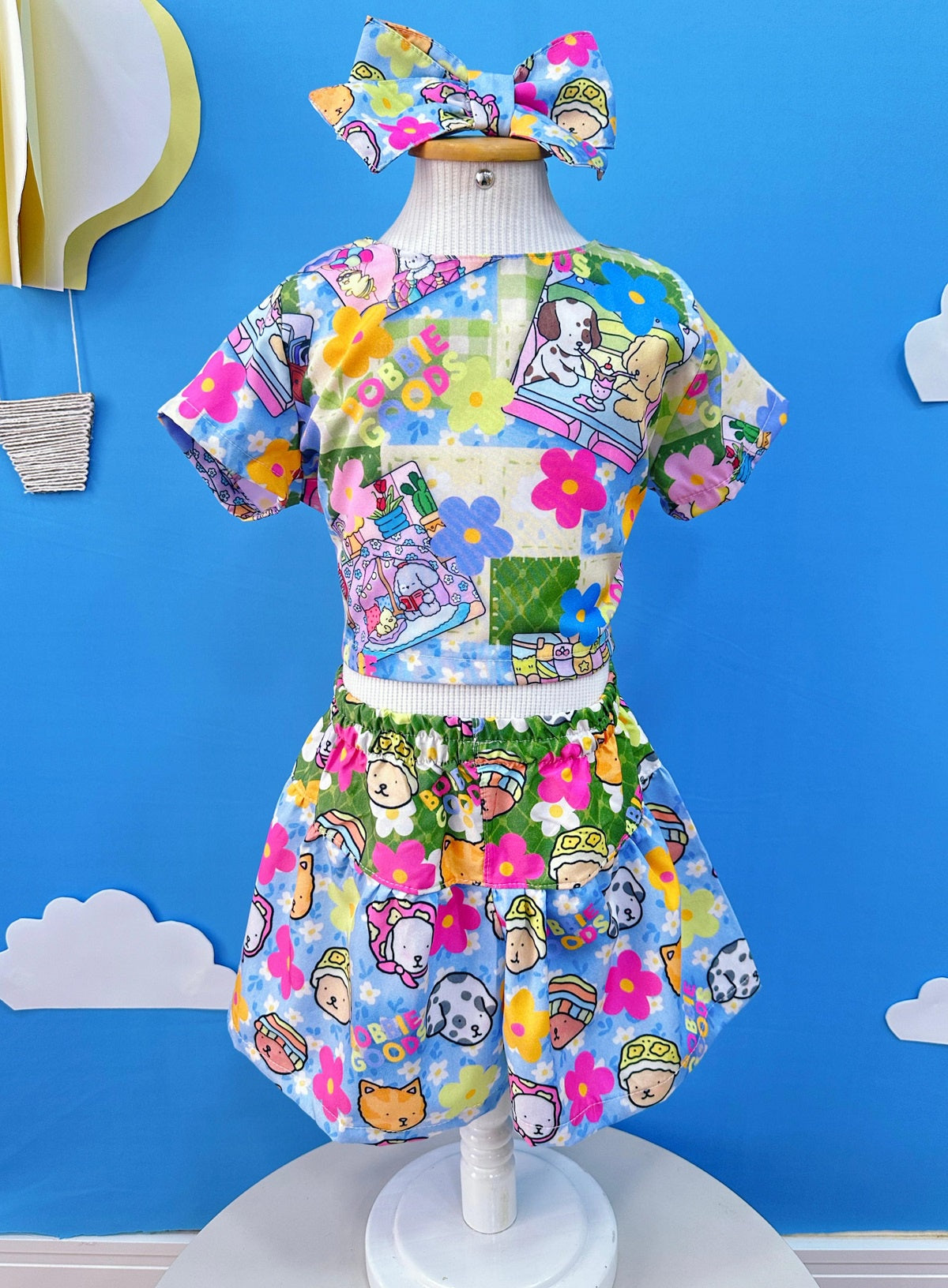 Conjunto Infantil Cropped e Saia Colorido Bobbie goods Festas