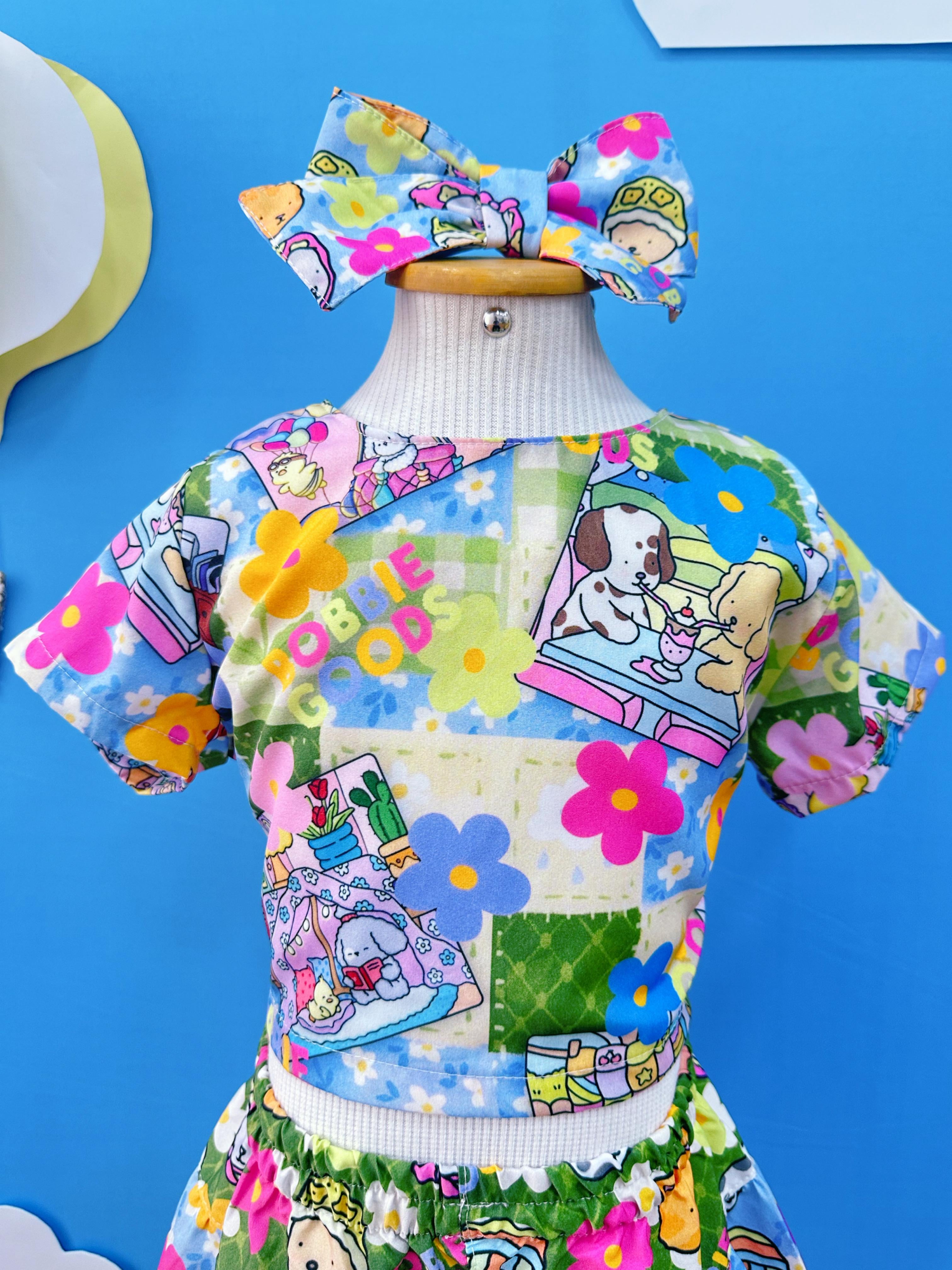 Conjunto Infantil Cropped e Saia Colorido Bobbie goods Festas