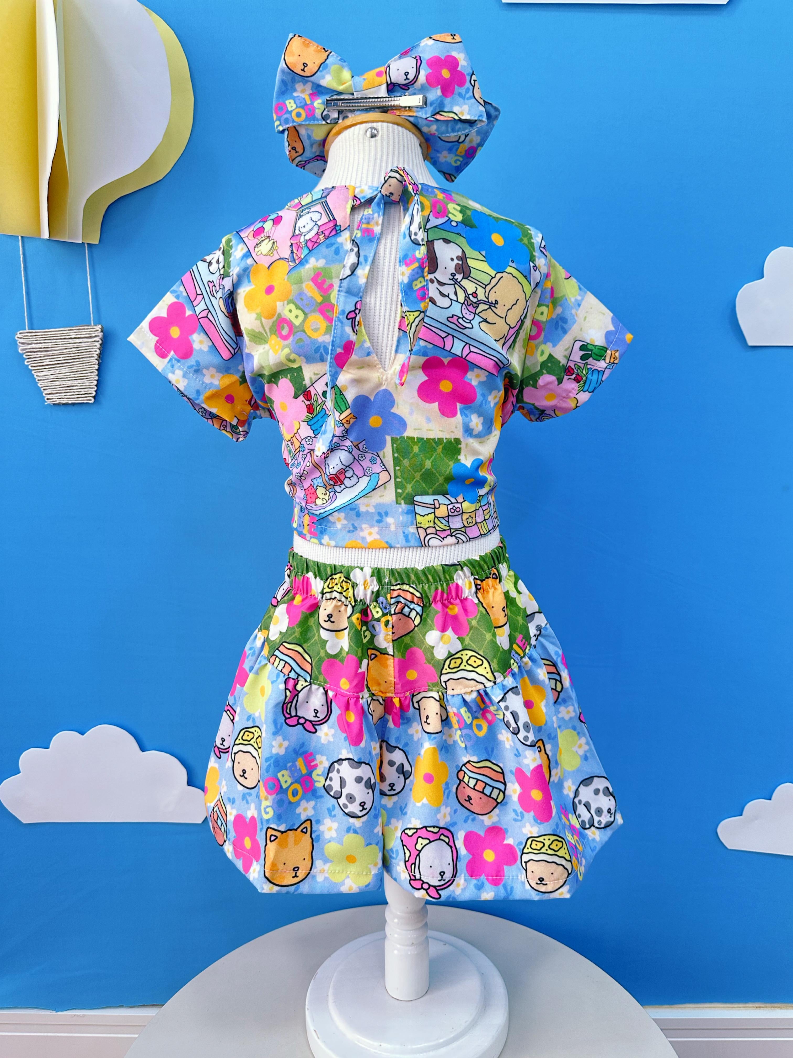 Conjunto Infantil Cropped e Saia Colorido Bobbie goods Festas