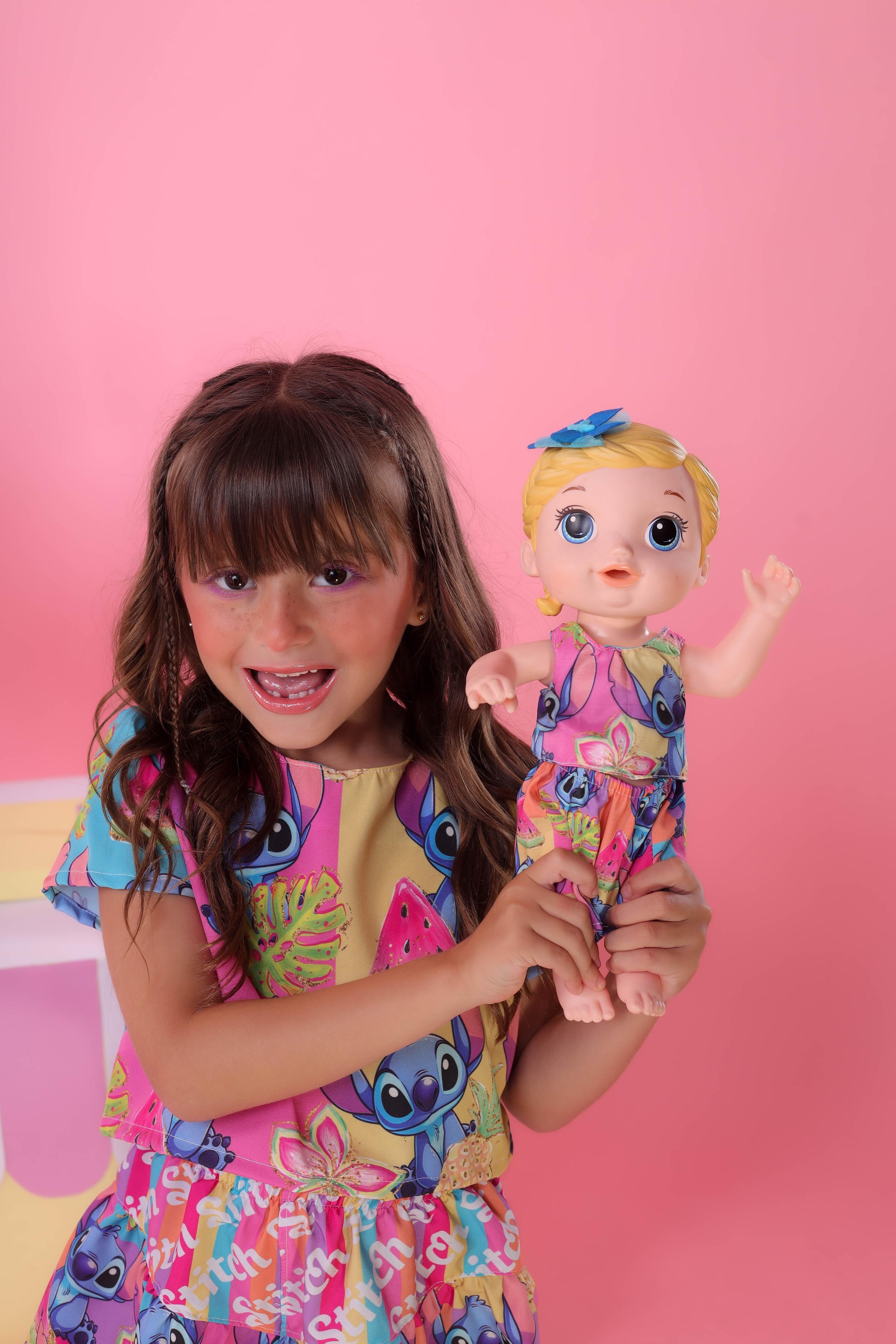 Conjunto Infantil Lilo e Stitch Rosa Luxo Festas