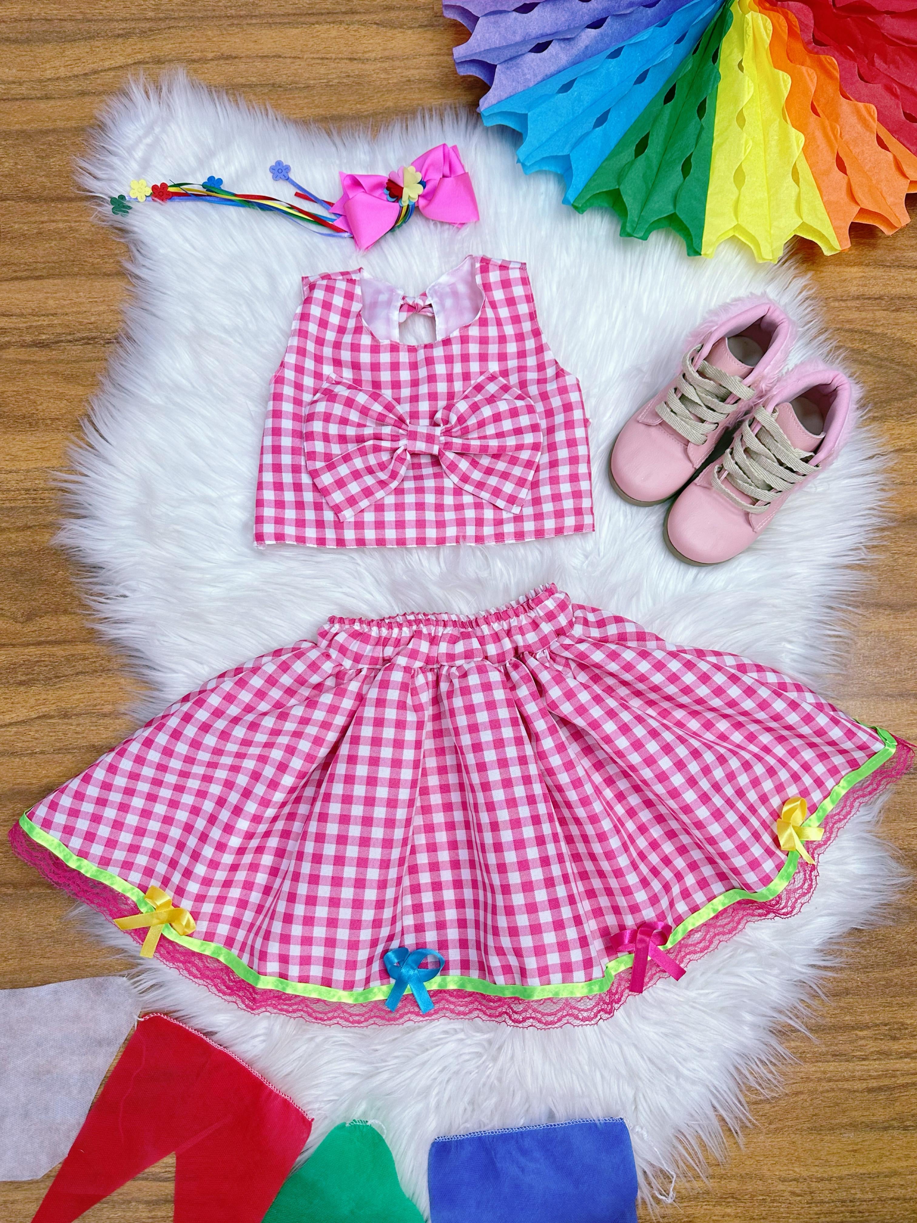 Roupa Saia E Blusa Infantil Para Festa Conjunto Saia E Cropped