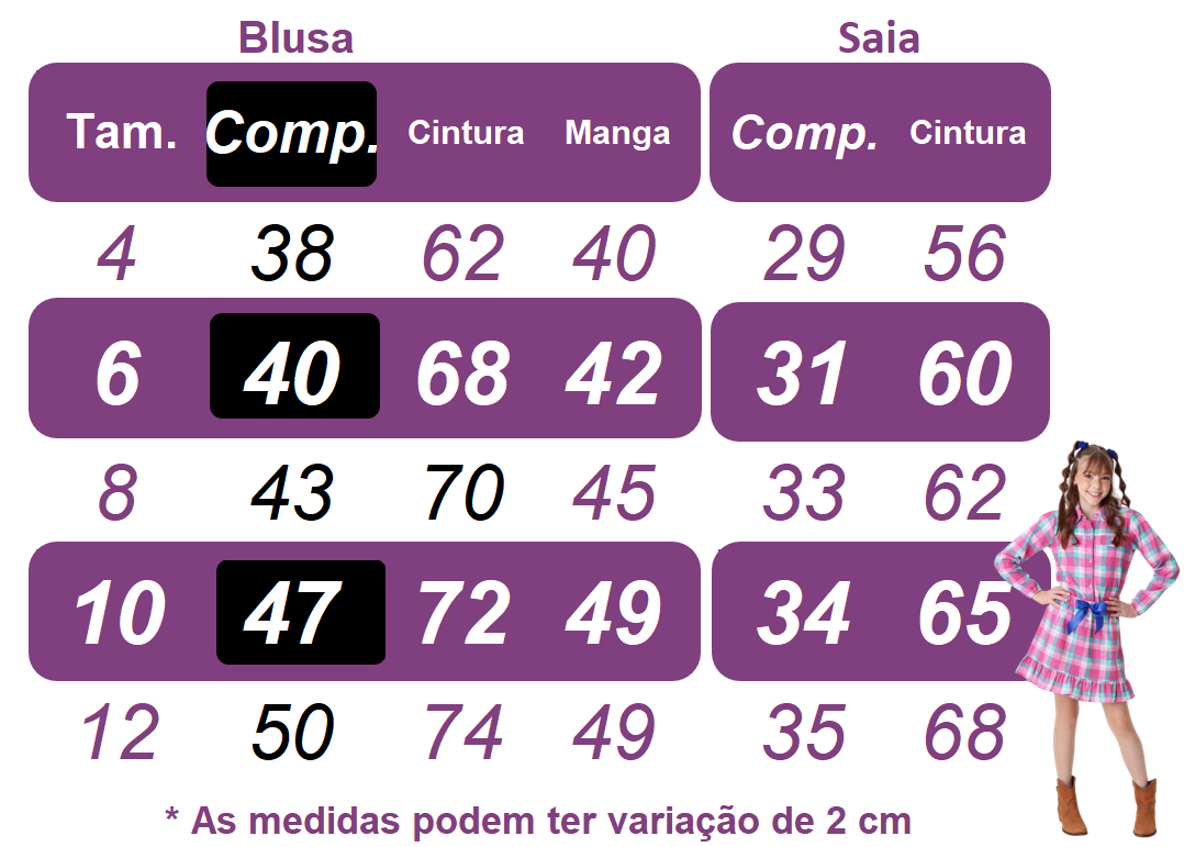 Conjunto Meninas Junino Camisa Rosa Com Mini Saia Xadrez