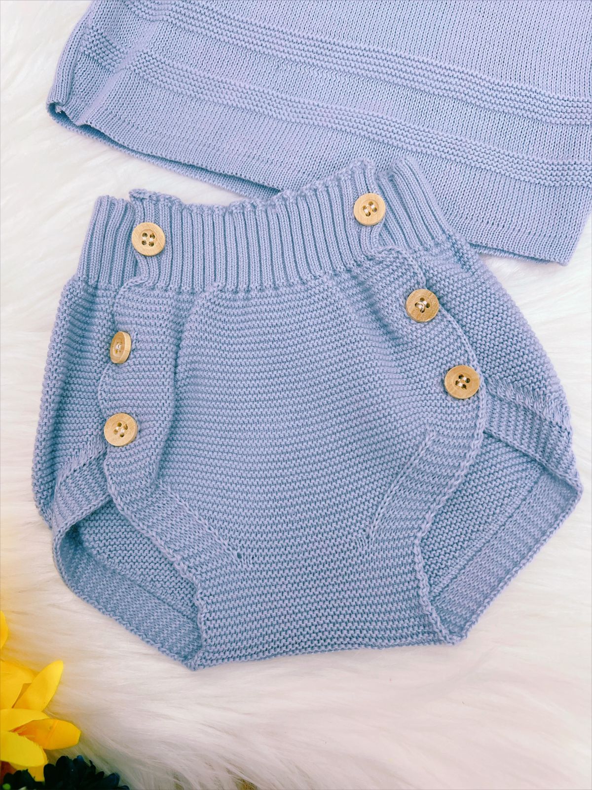 Conjunto Baby Camisa e Tapa Fralda Tricot Meninos Azul