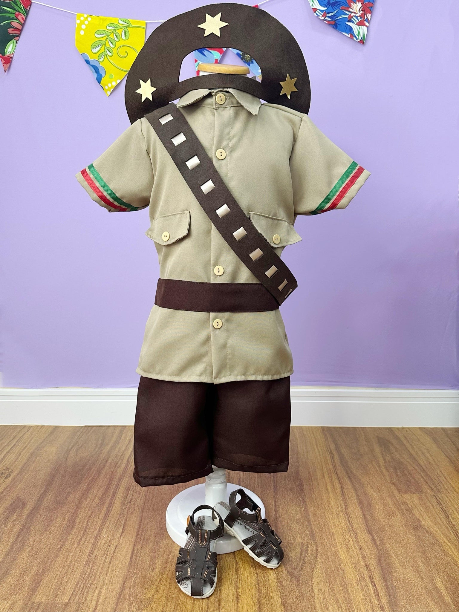 Conjunto Infantil Fantasia Junino Cangaceiro Lampião Marrom