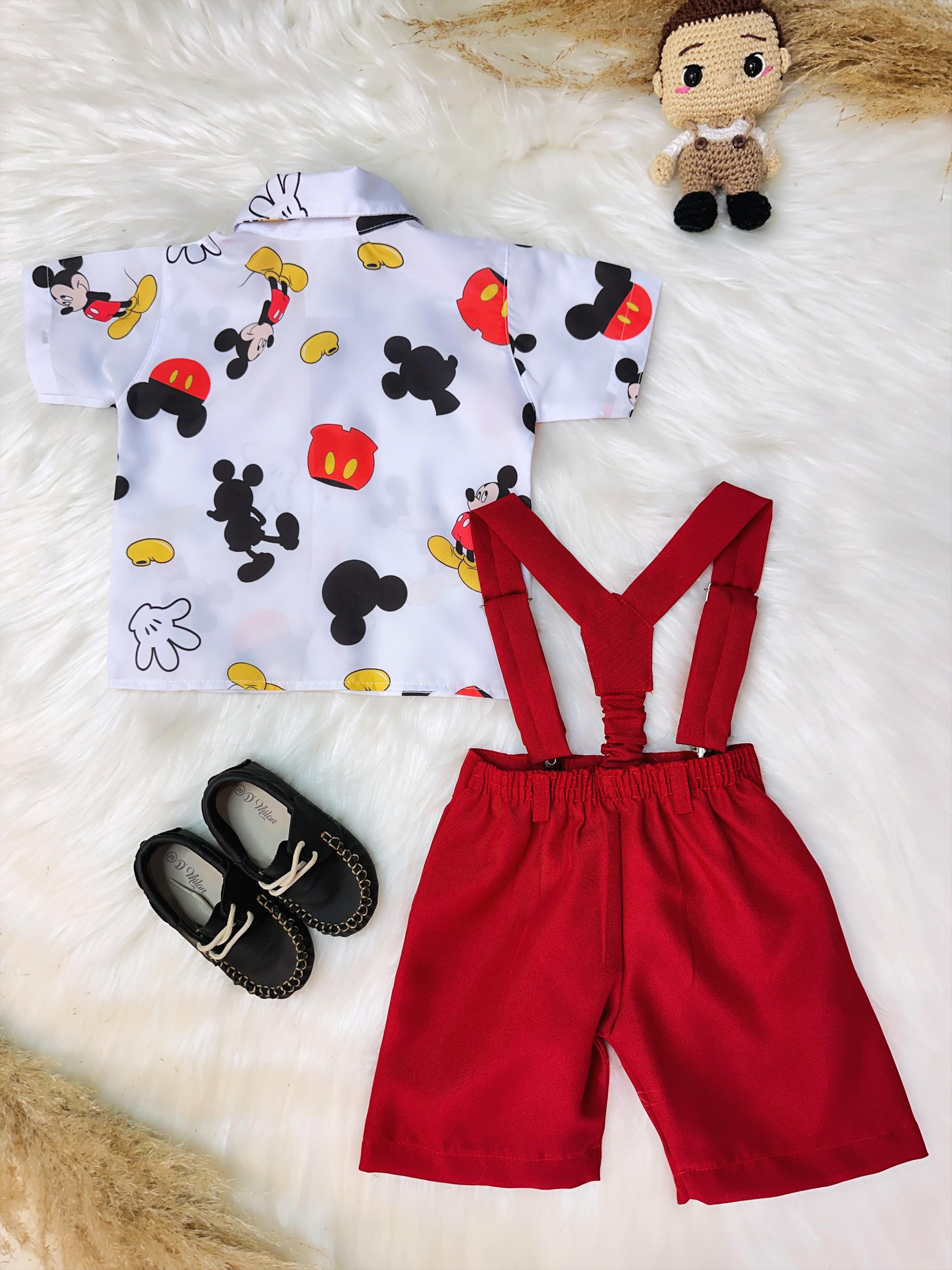 Conjunto Meninos do Mickey Mouse Com Short Susp.e Camisa