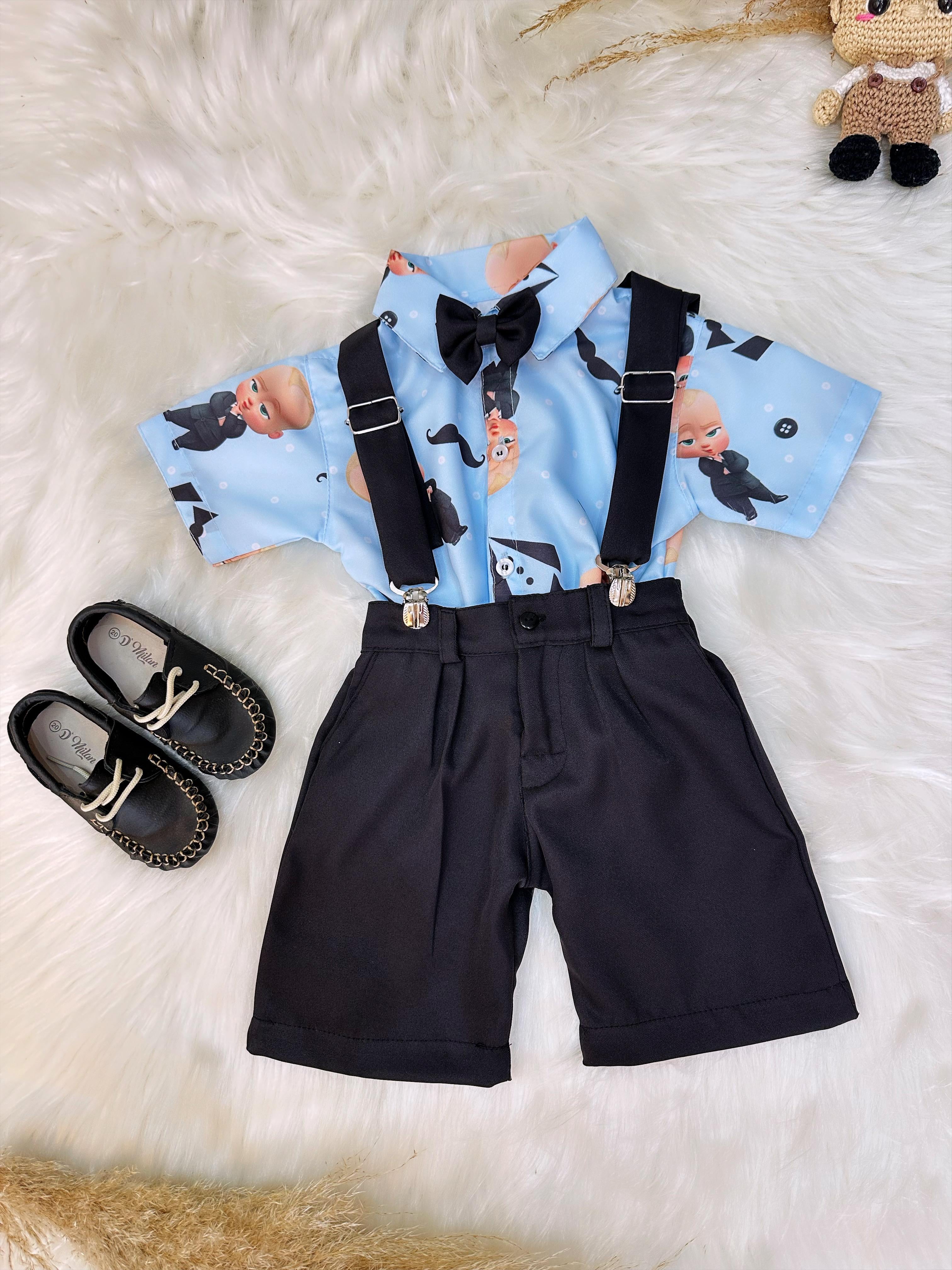 Conjunto Meninos do Poderoso Chefinho Com Short Susp.e Camisa