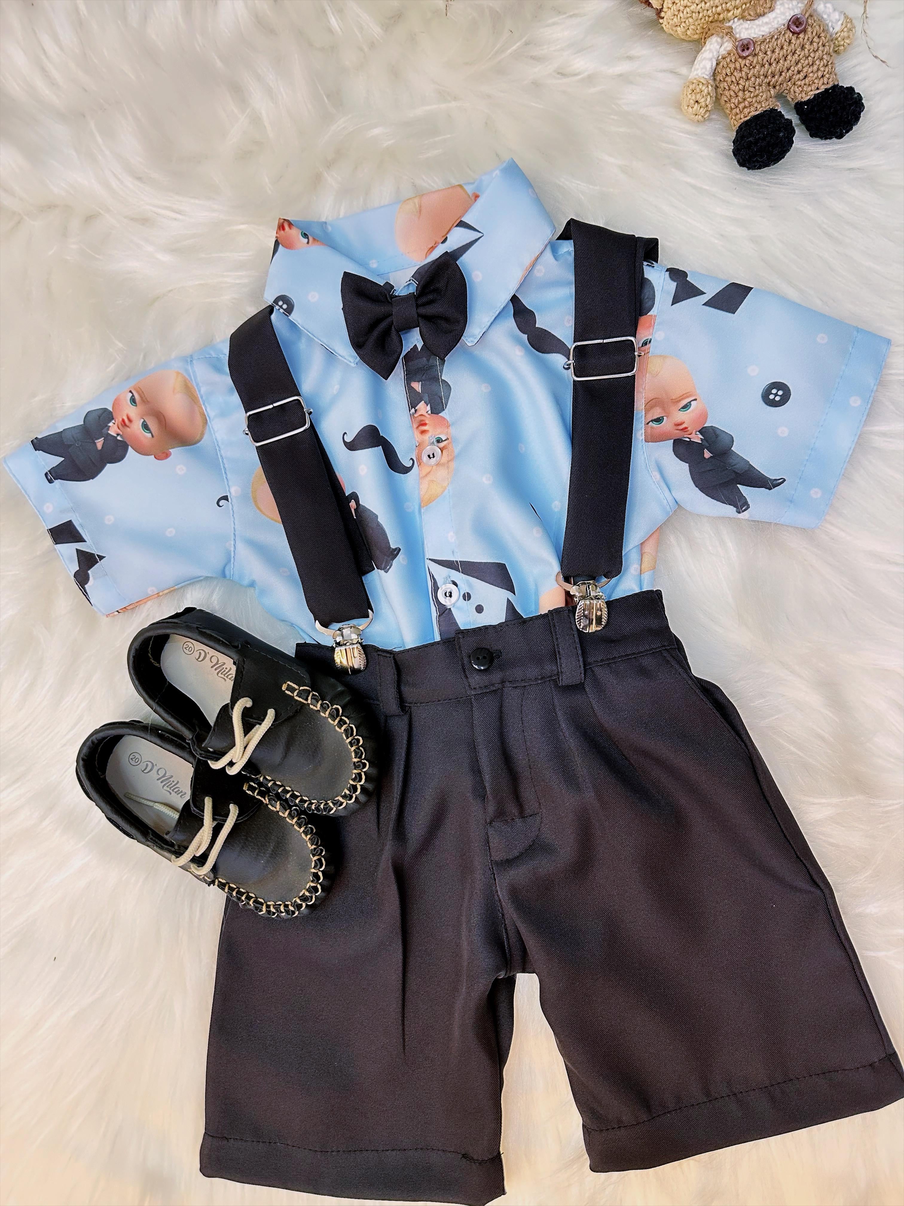 Conjunto Meninos do Poderoso Chefinho Com Short Susp.e Camisa