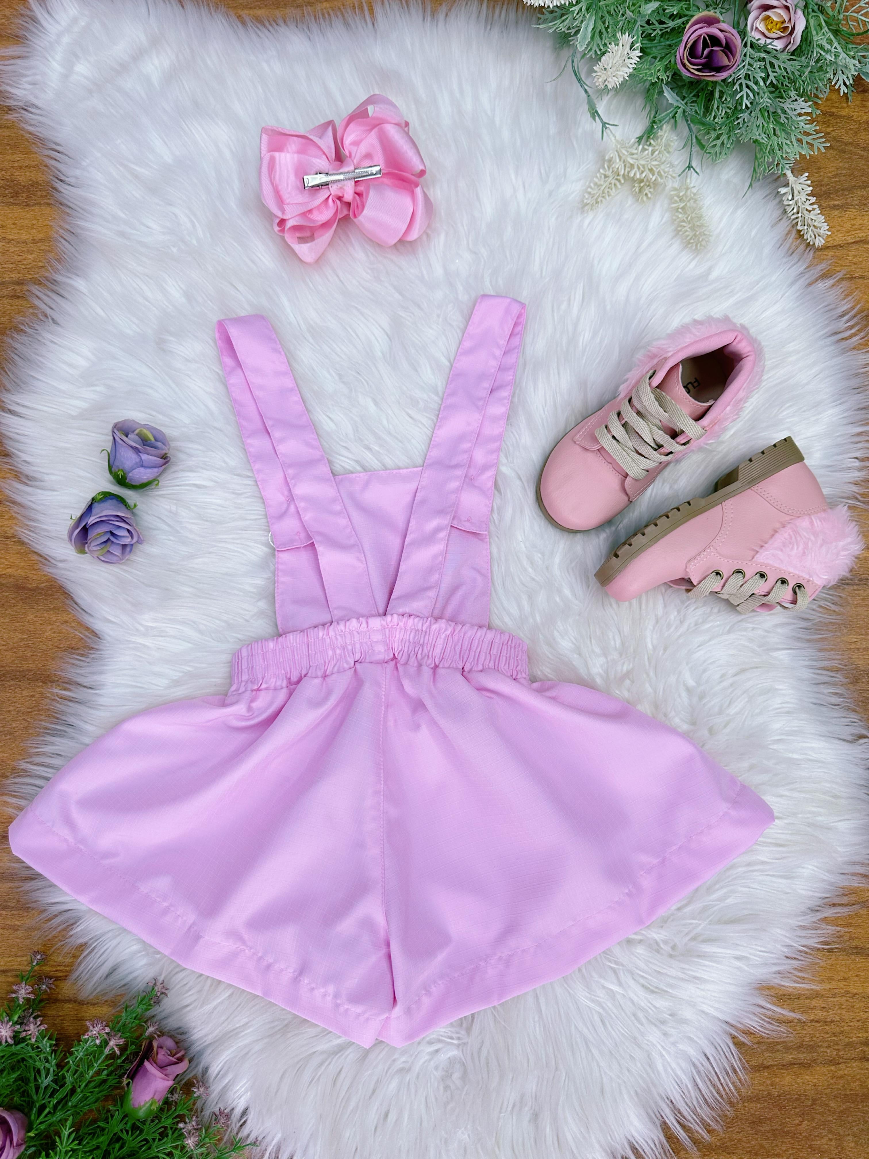 Macaquinho Infantil Rosa Claro Casual Festas Luxo