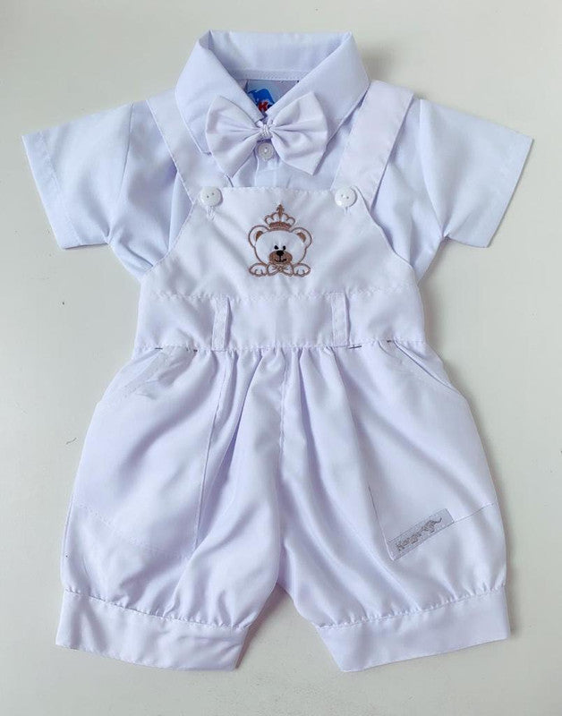 Conjunto Social Batizado Ursinho Bebê Luxo Branco