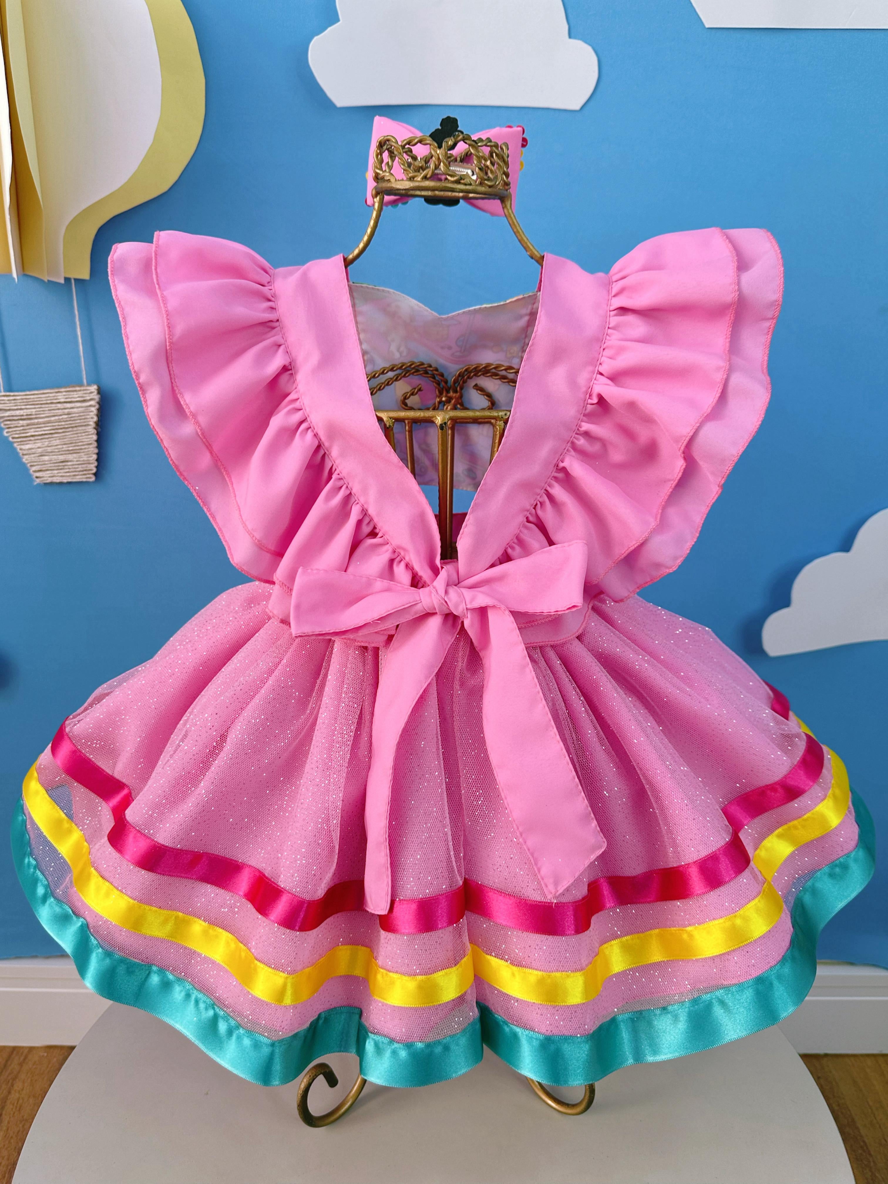 Romper Bobbie Goods Rosa C/ Laço Festas Luxo