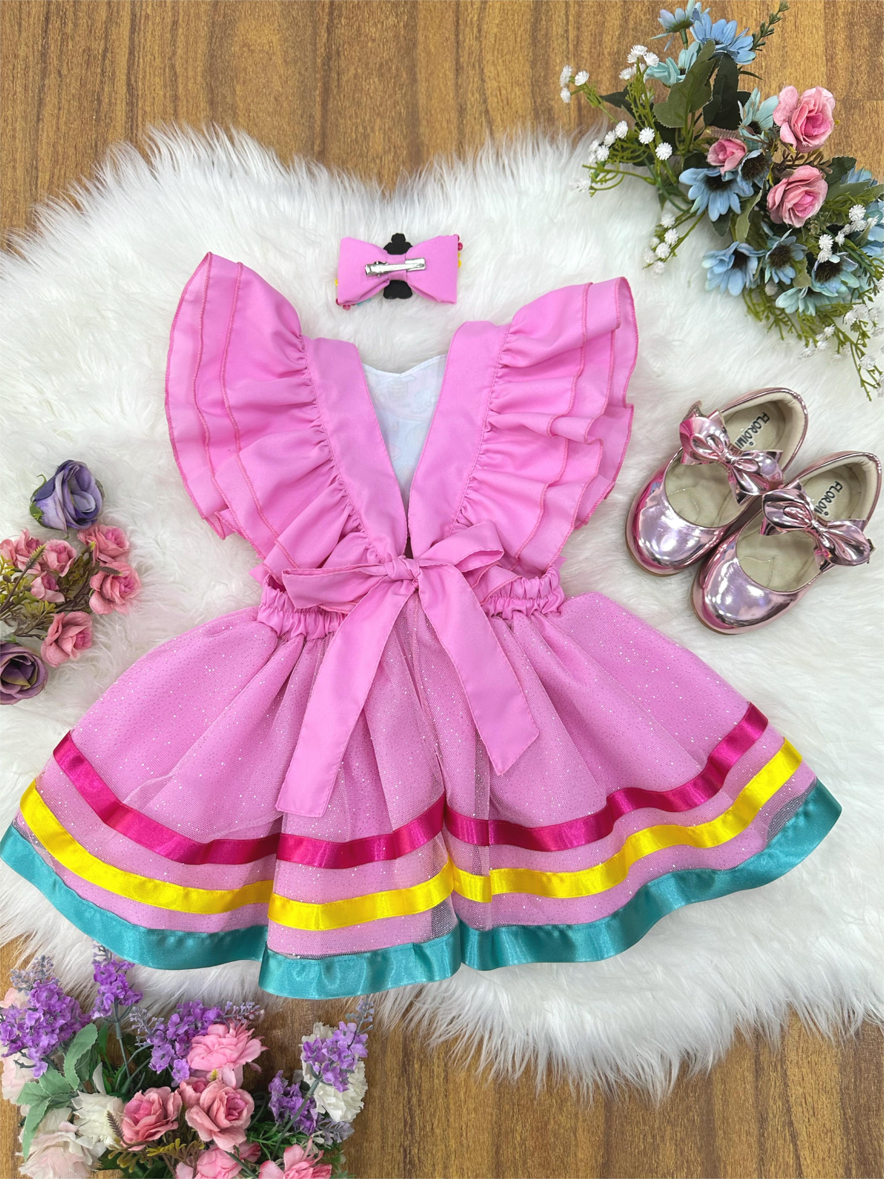 Romper Bobbie Goods Rosa C/ Laço Festas Luxo