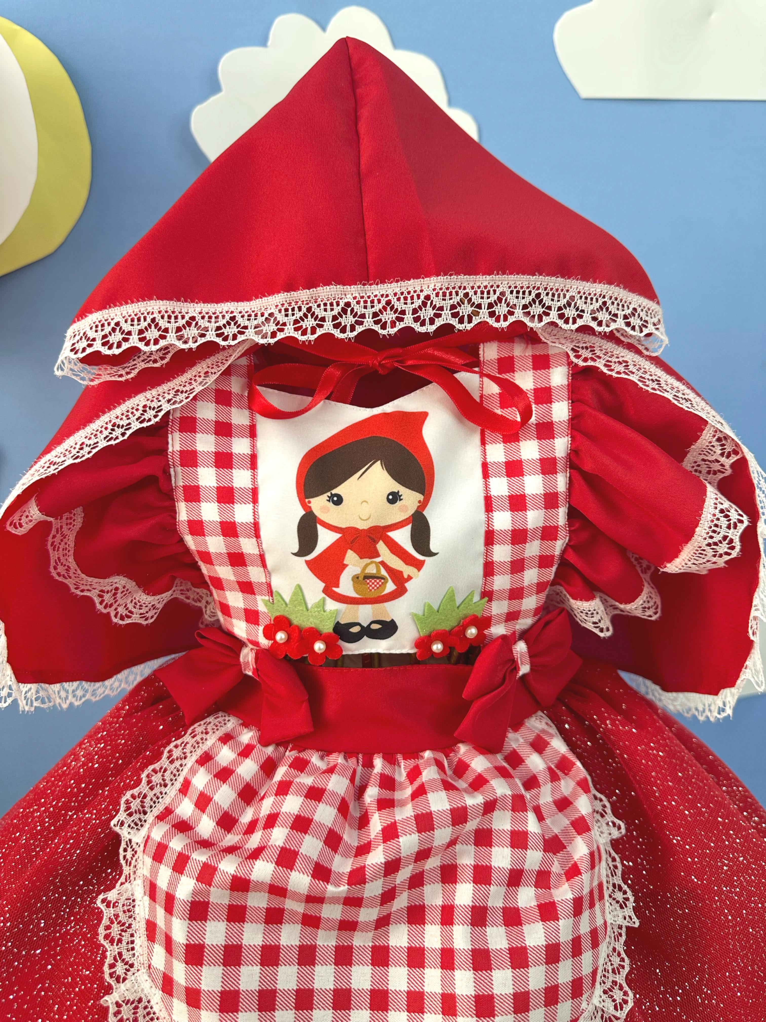 Romper Chapeuzinho Vermelho Com Capa Festas Luxo