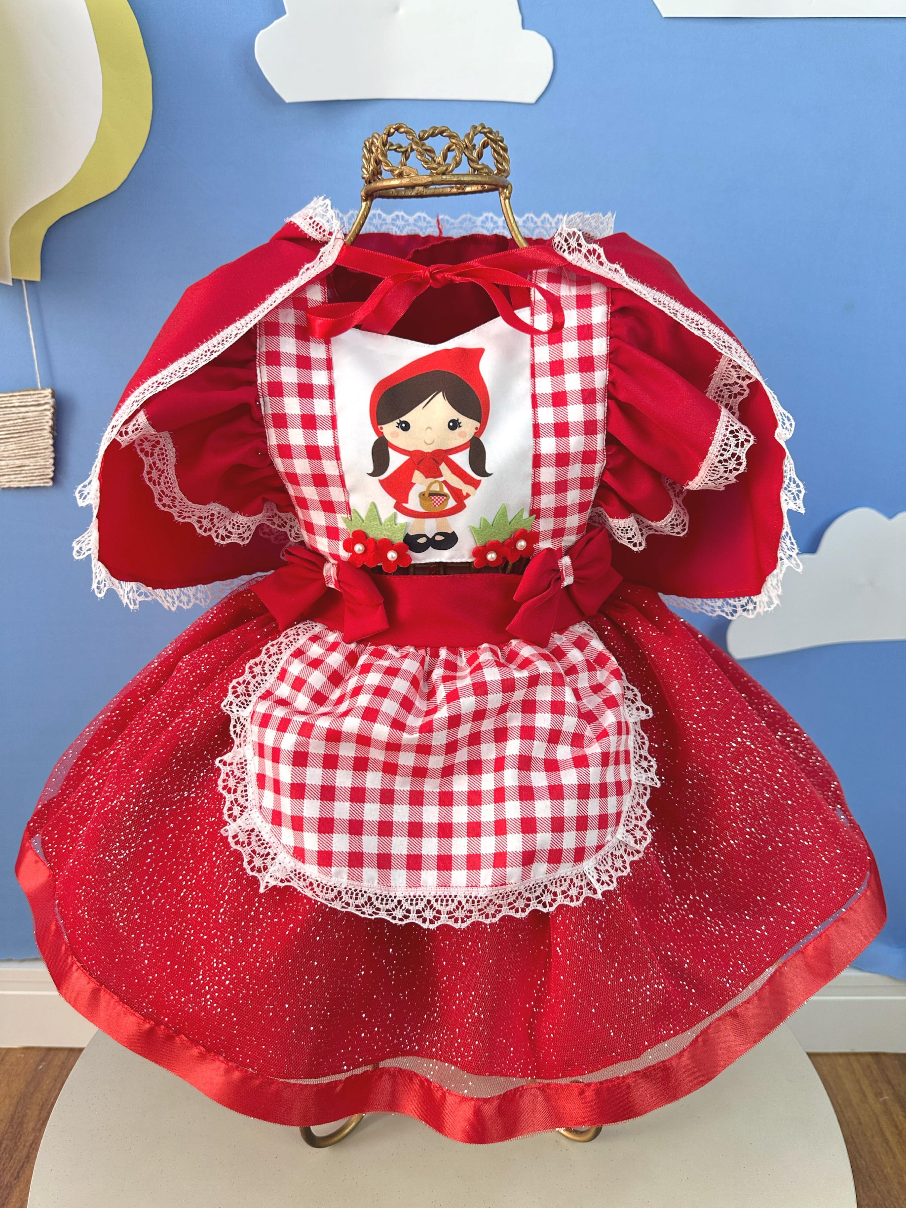 Romper Chapeuzinho Vermelho Com Capa Festas Luxo