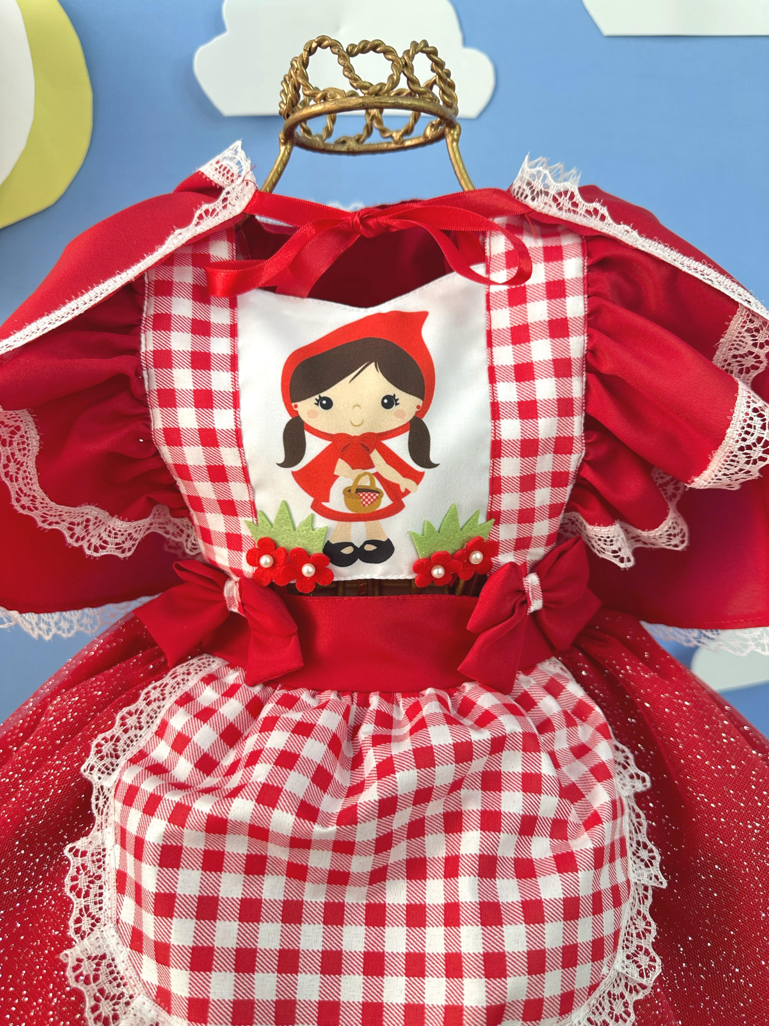 Romper Chapeuzinho Vermelho Com Capa Festas Luxo