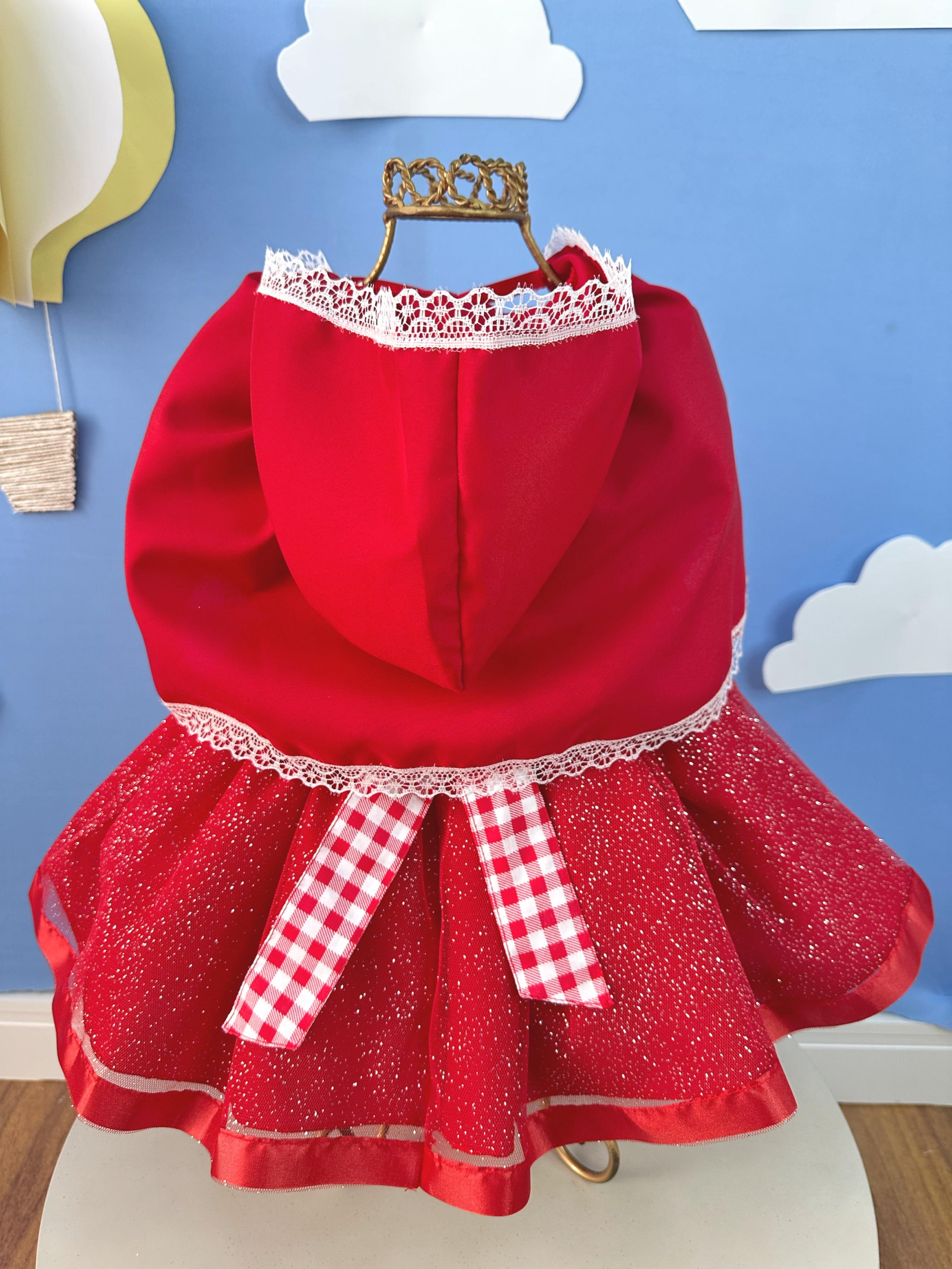 Romper Chapeuzinho Vermelho Com Capa Festas Luxo