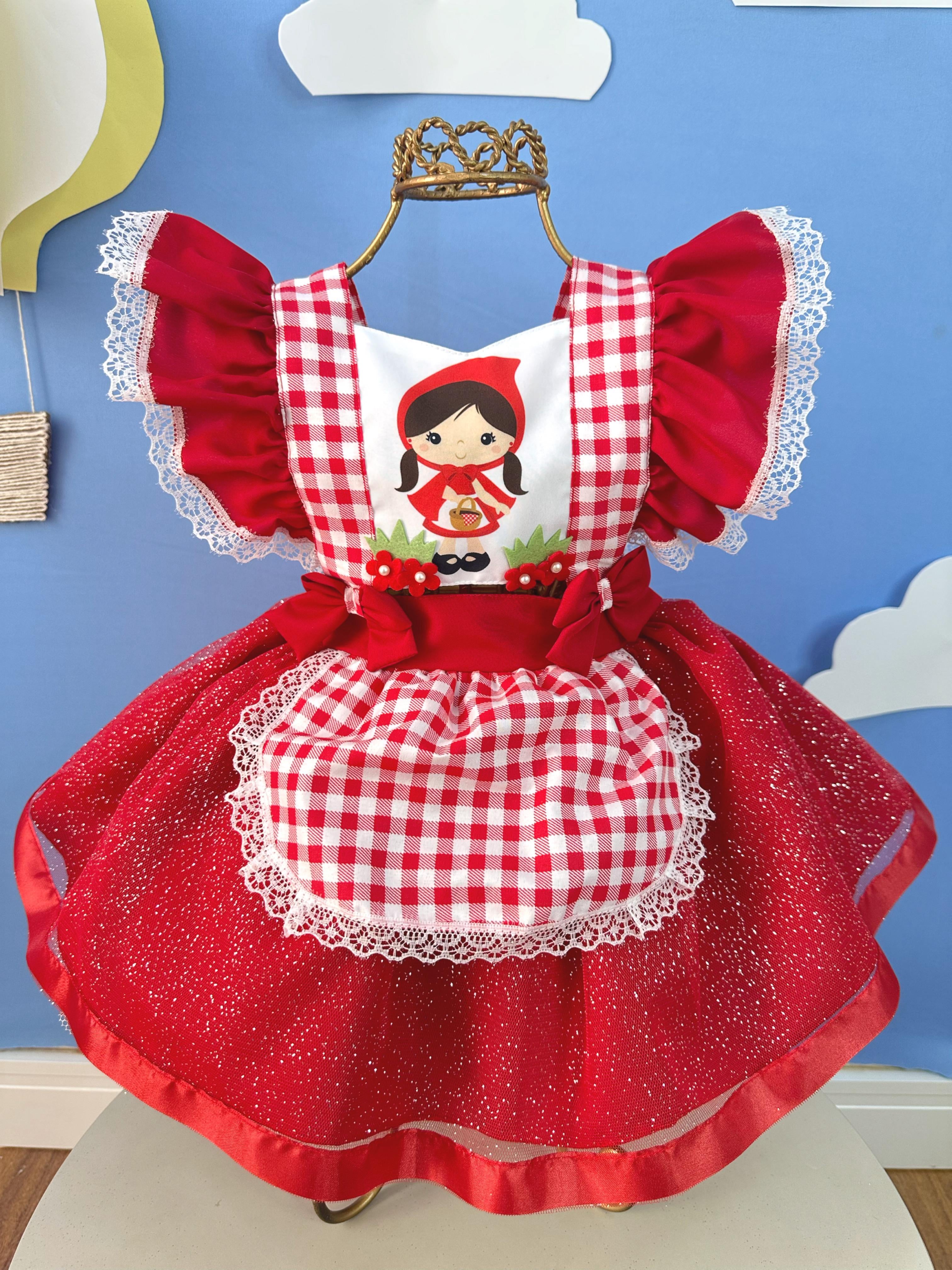 Romper Chapeuzinho Vermelho Com Capa Festas Luxo