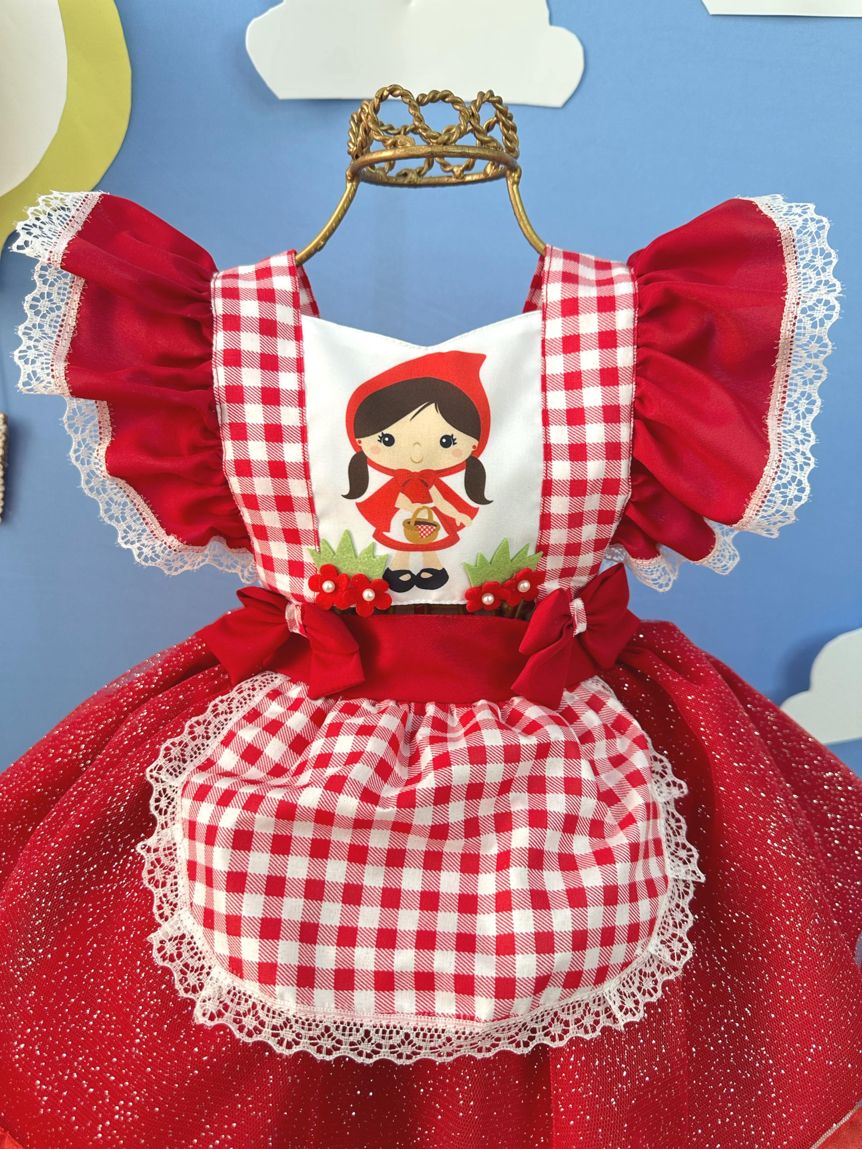 Romper Chapeuzinho Vermelho Com Capa Festas Luxo