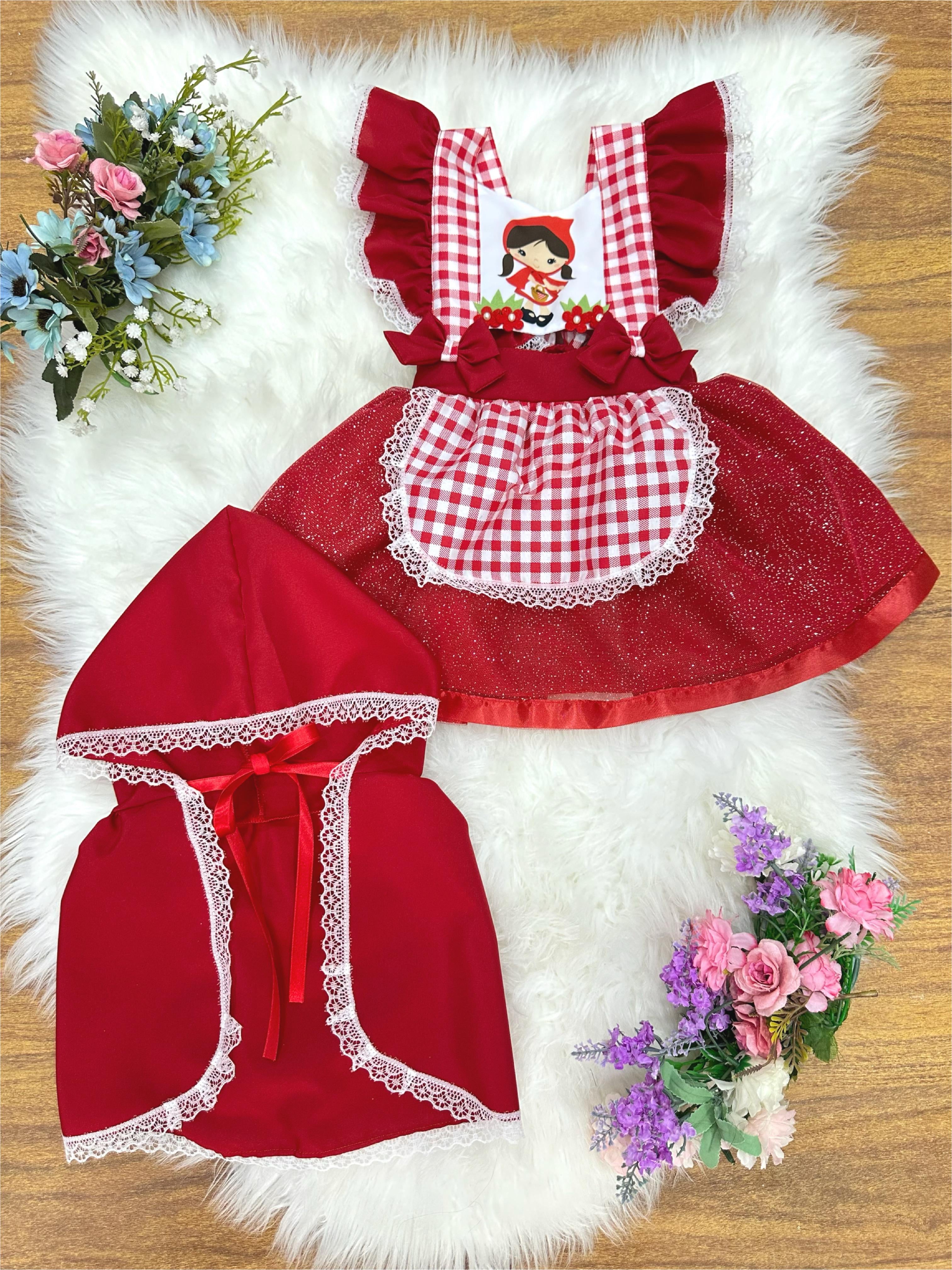 Romper Chapeuzinho Vermelho Com Capa Festas Luxo
