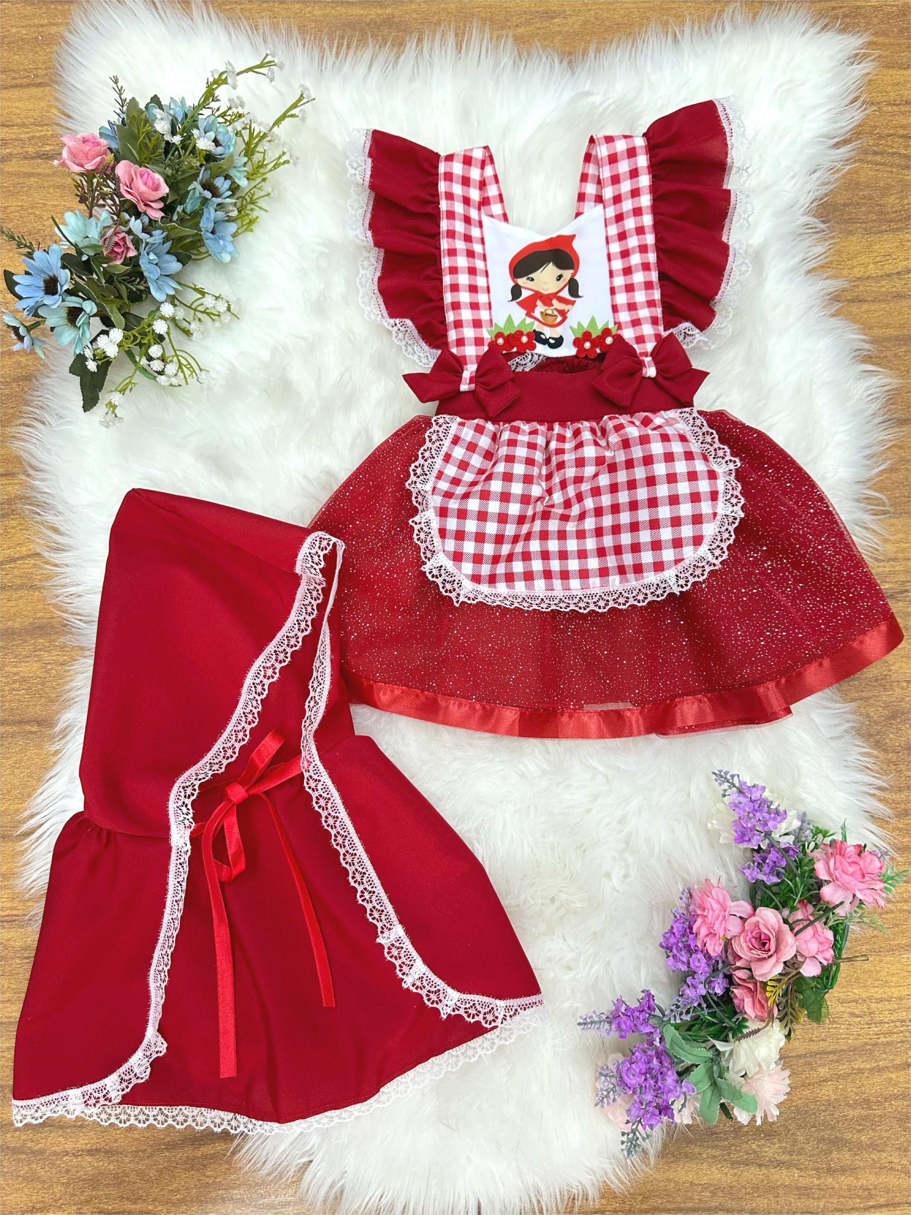 Romper Chapeuzinho Vermelho Com Capa Festas Luxo