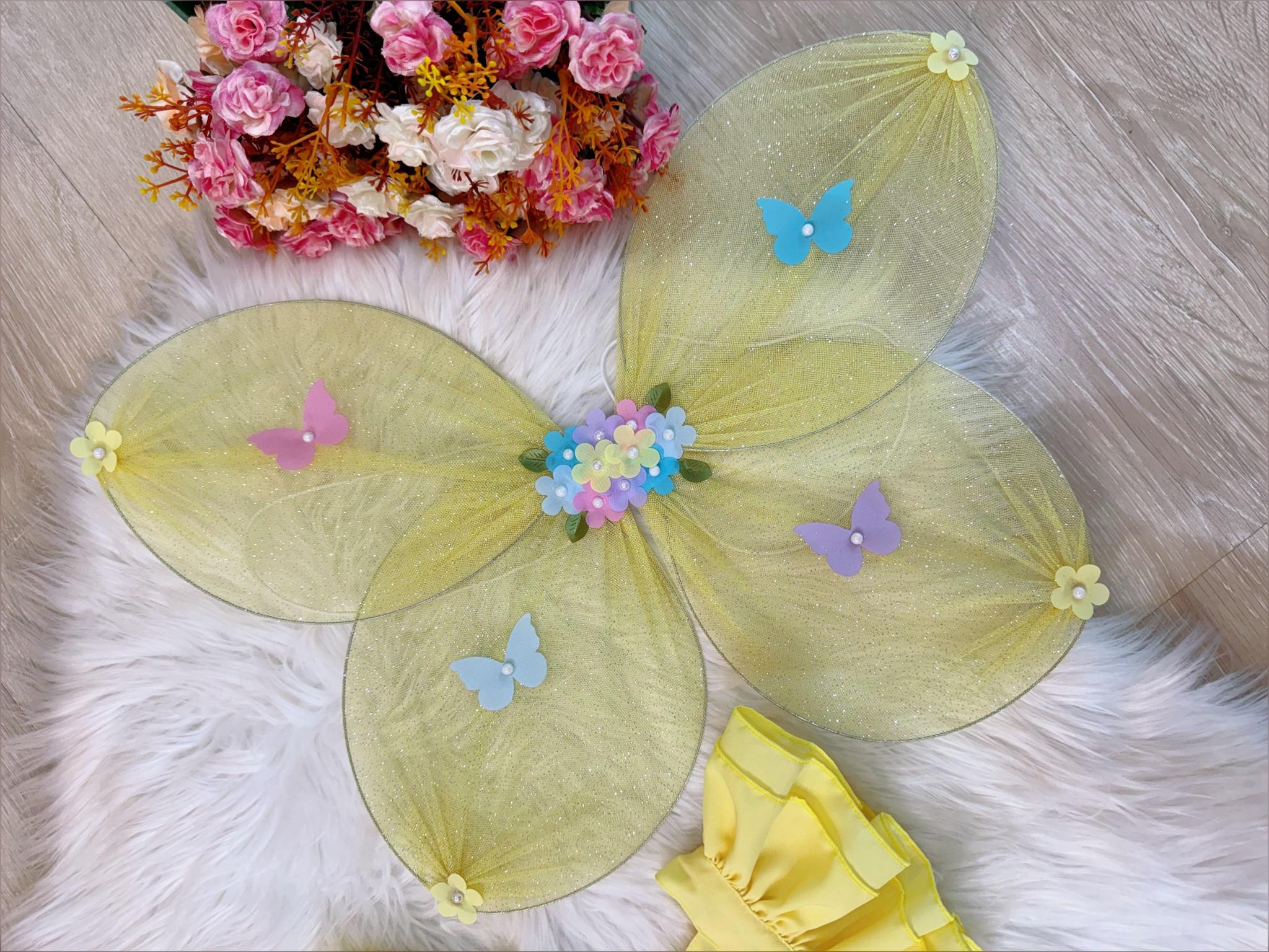 Romper Jardim Encantado Com Asa Amarelo Luxo