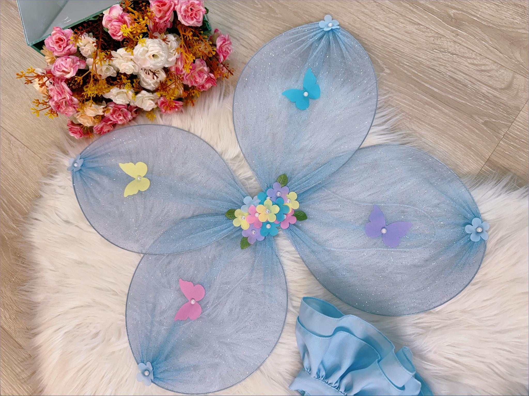 Romper Jardim Encantado Com Asa Azul Bebê Luxo