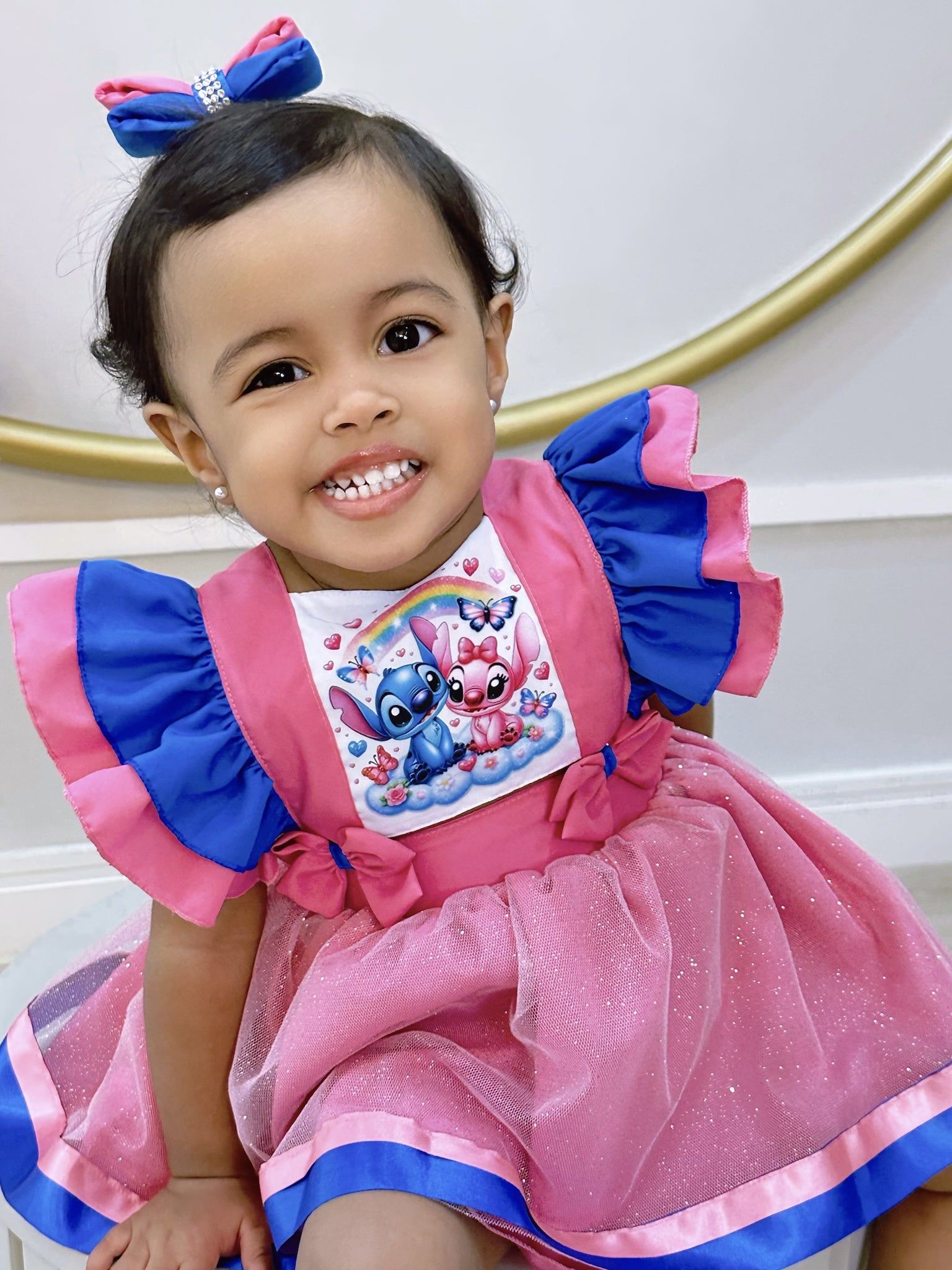 Romper Stitch e Angel Saia Com Glitter Super Luxo
