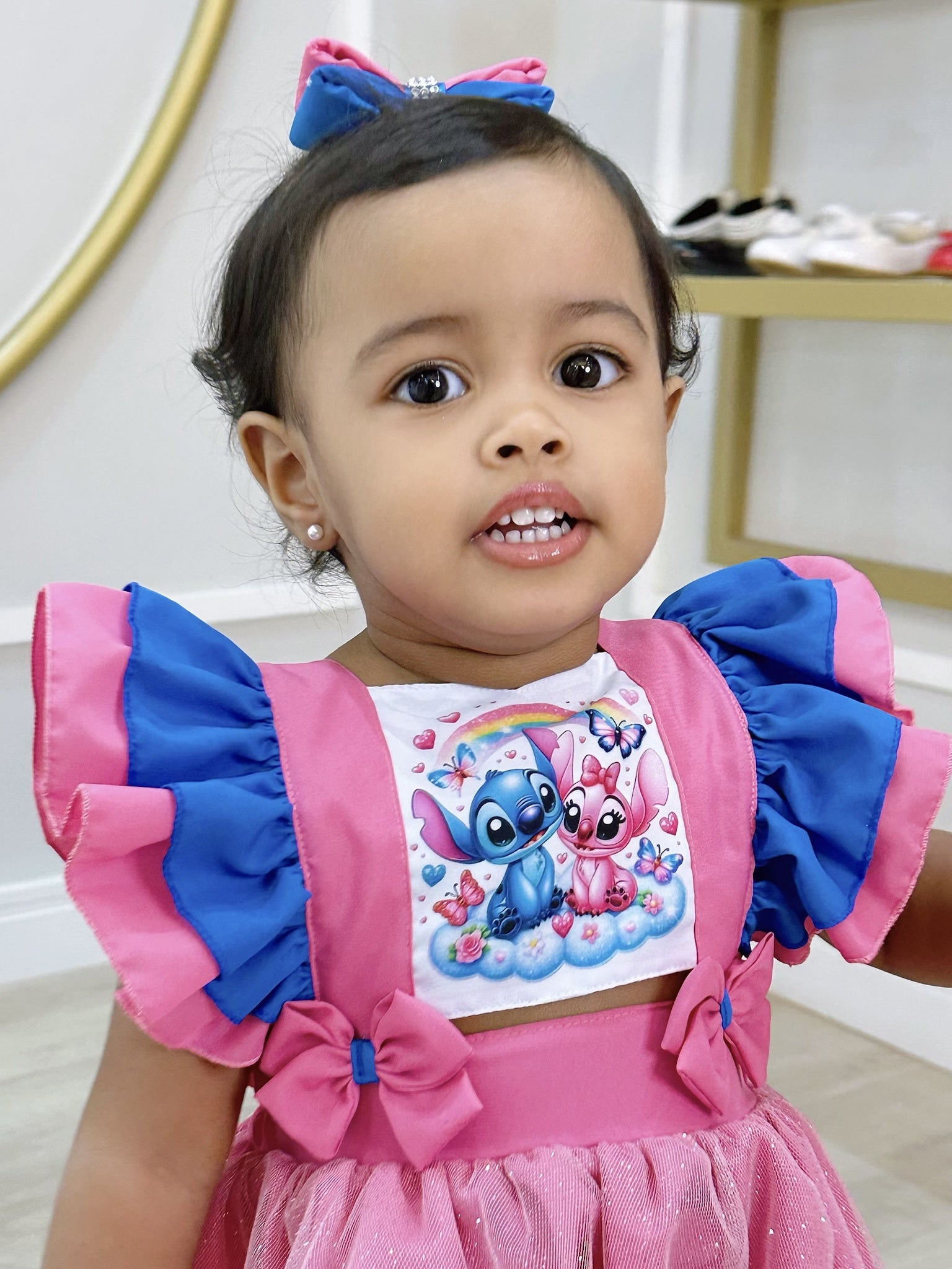 Romper Stitch e Angel Saia Com Glitter Super Luxo