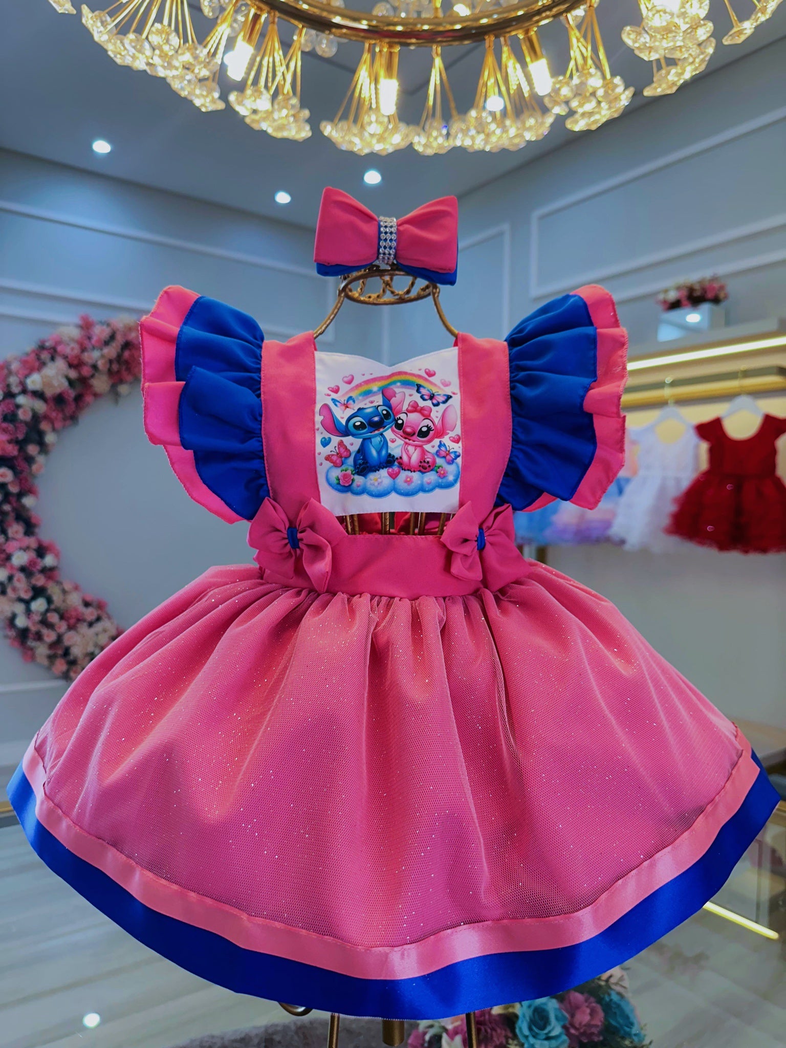 Romper Stitch e Angel Saia Com Glitter Super Luxo