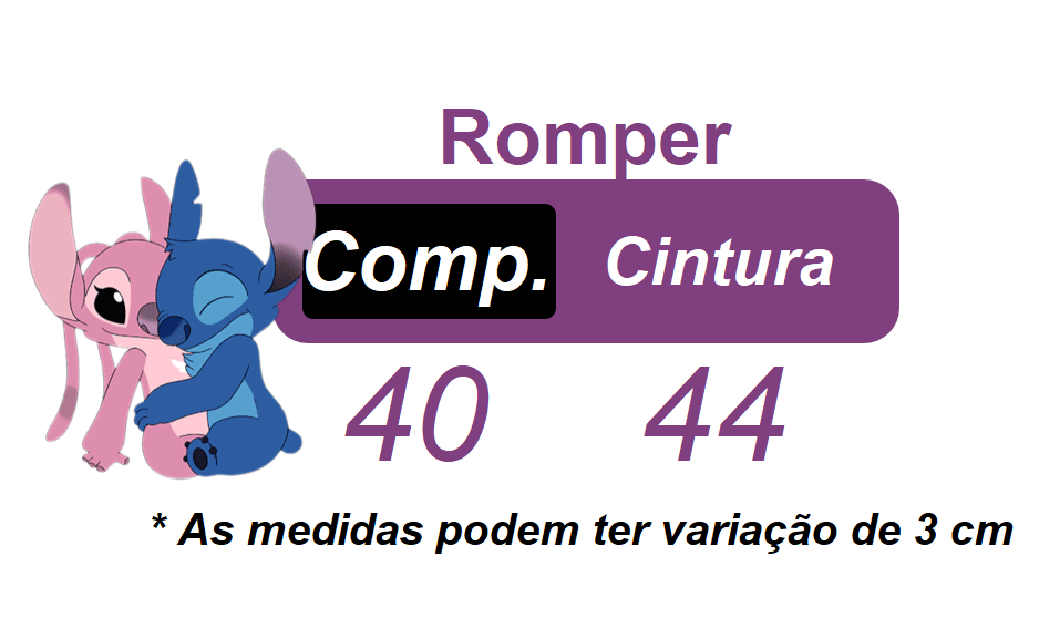 Romper Stitch e Angel Saia Com Glitter Super Luxo