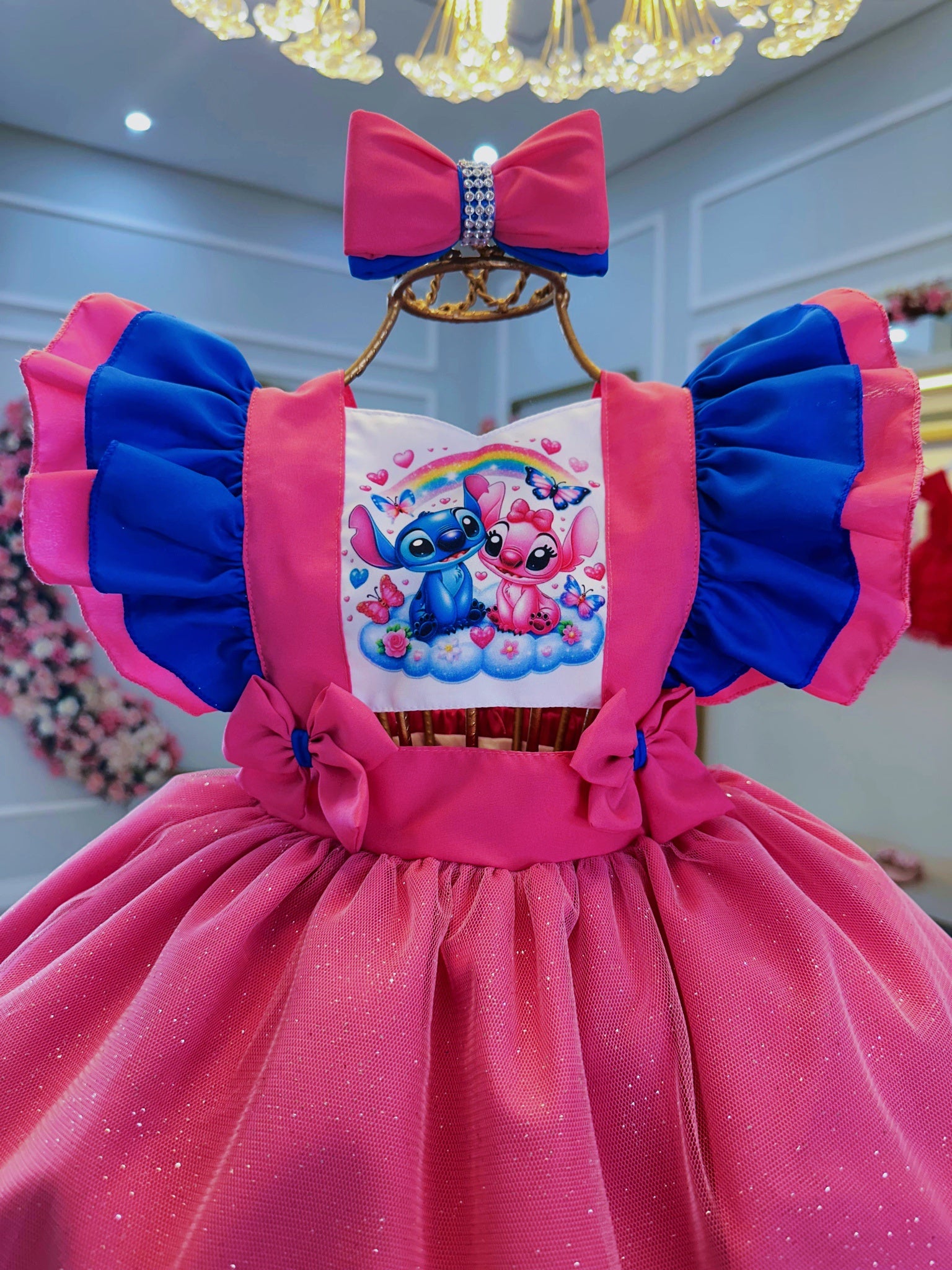 Romper Stitch e Angel Saia Com Glitter Super Luxo