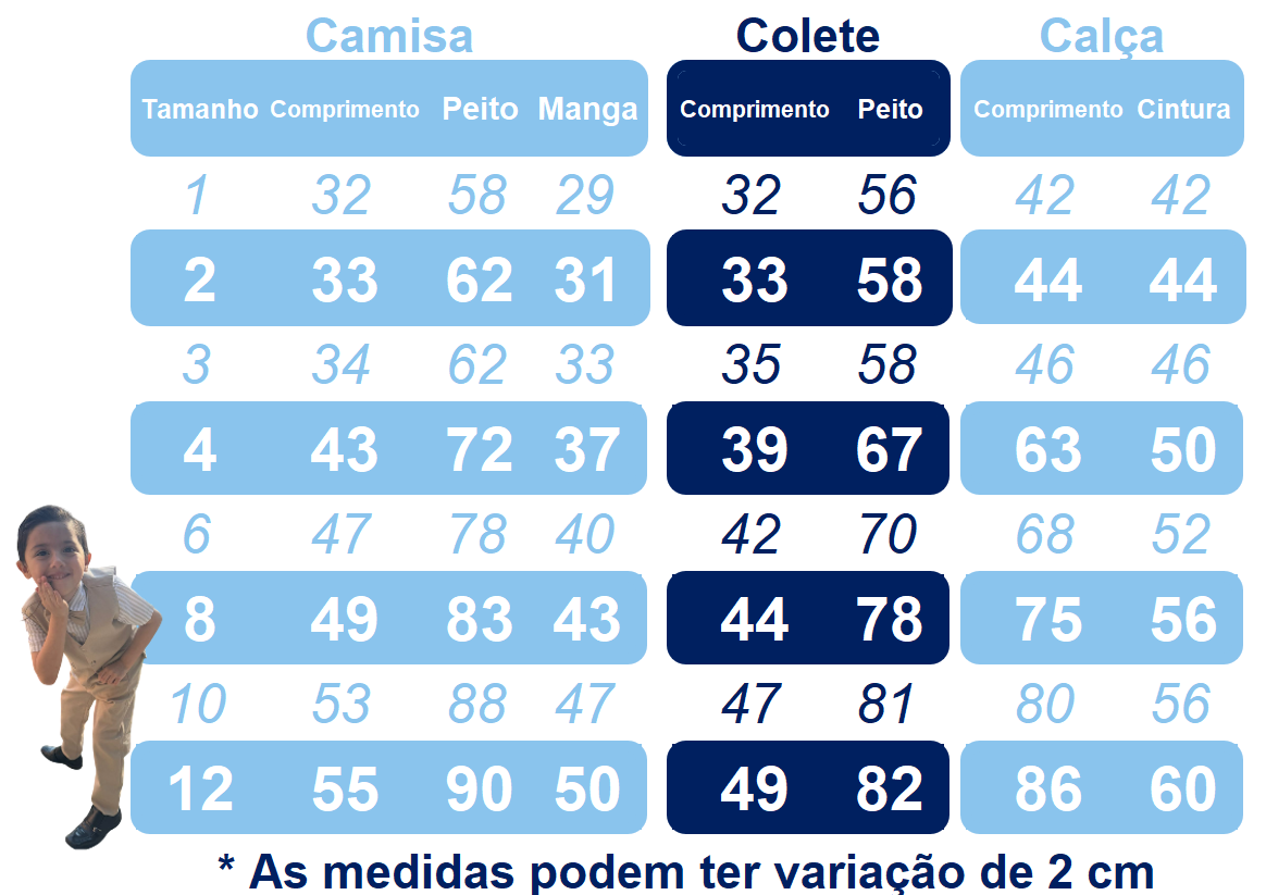 Conjunto Infantil Camisa Branca Calça Colete e Gravata Bege