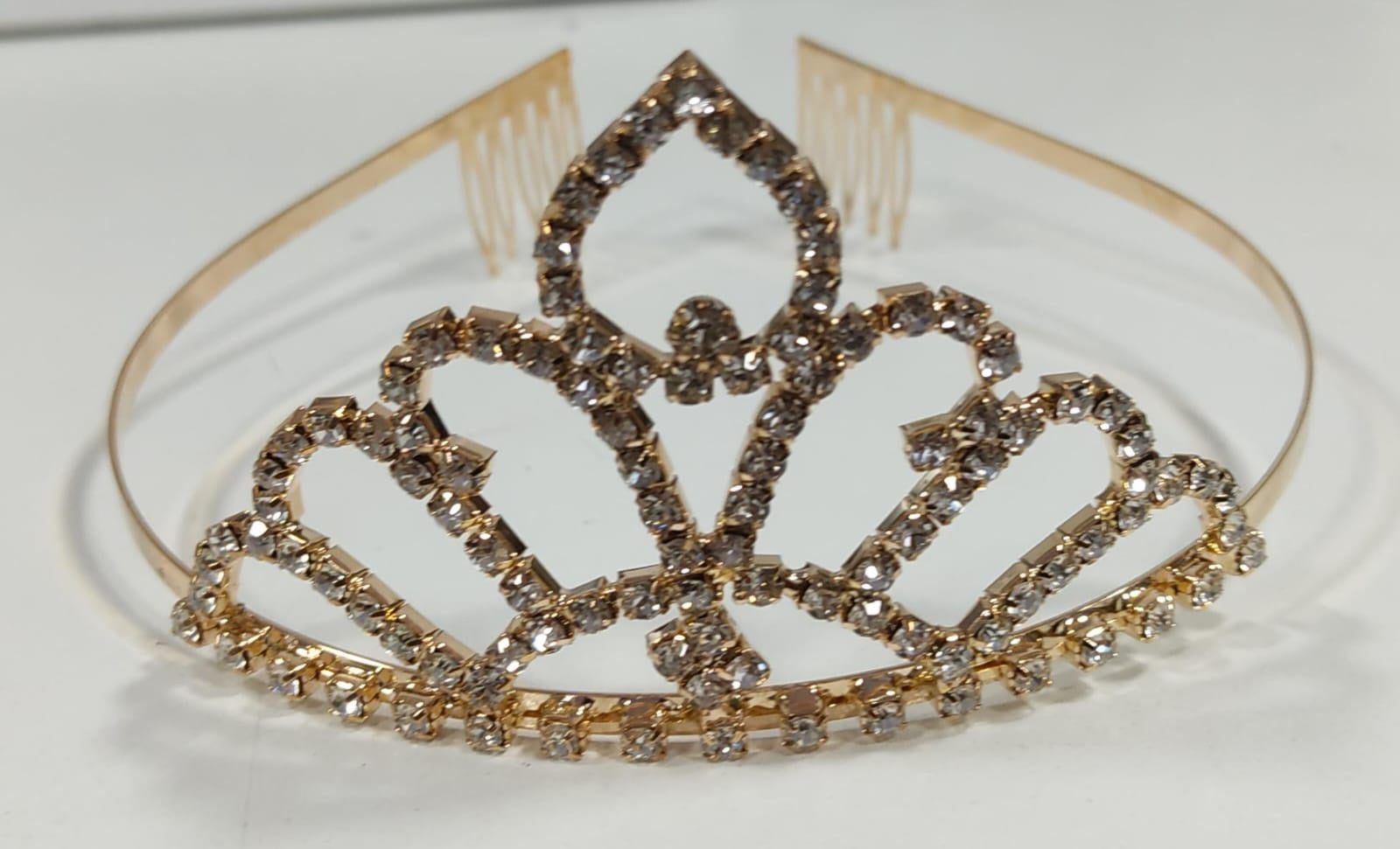 Coroa Infantil Realeza Pétalas Com Strass Super Luxo