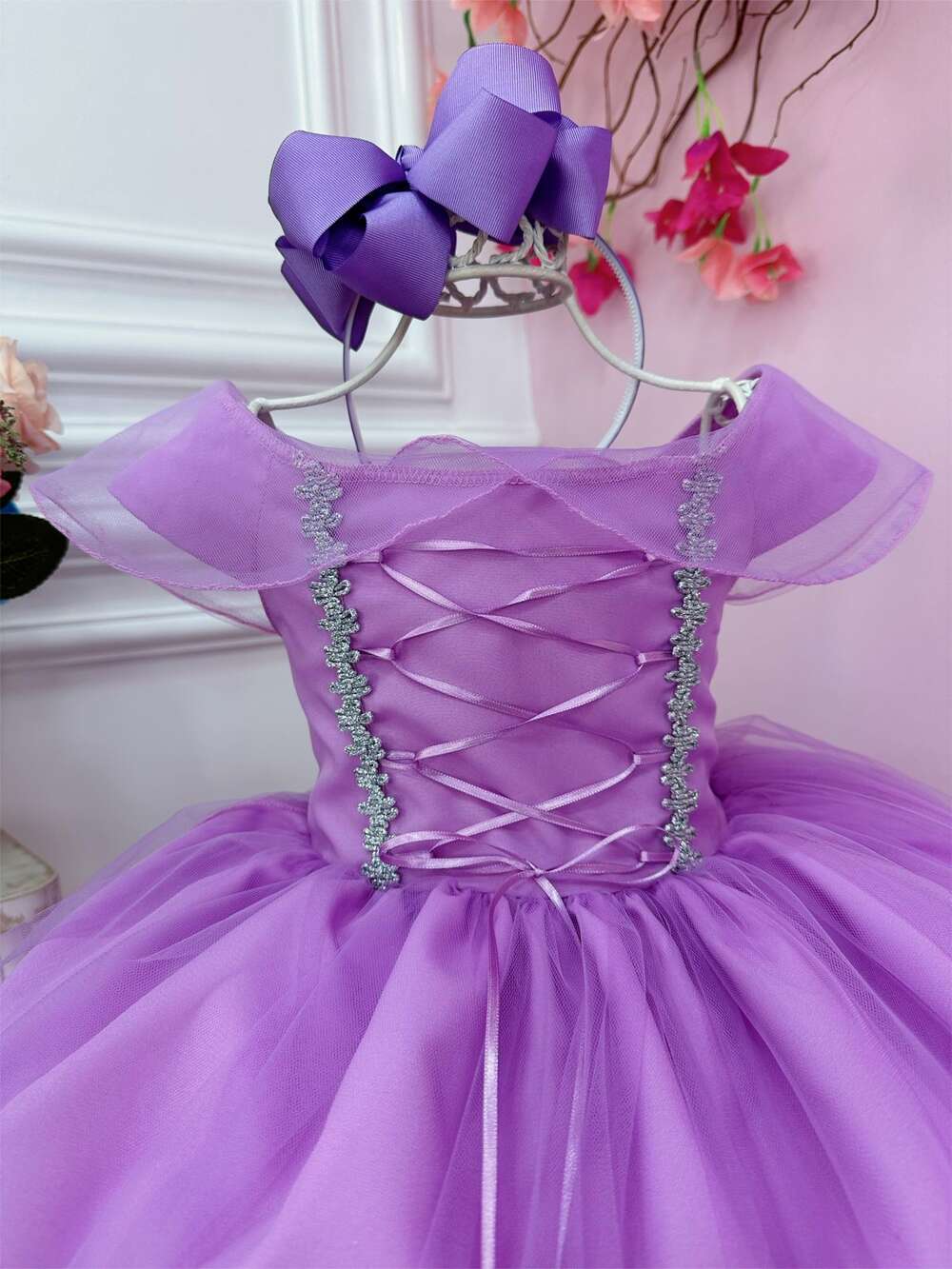 Vestido Infantil Princesa Sofia Rapunzel C/ Busto Trançado