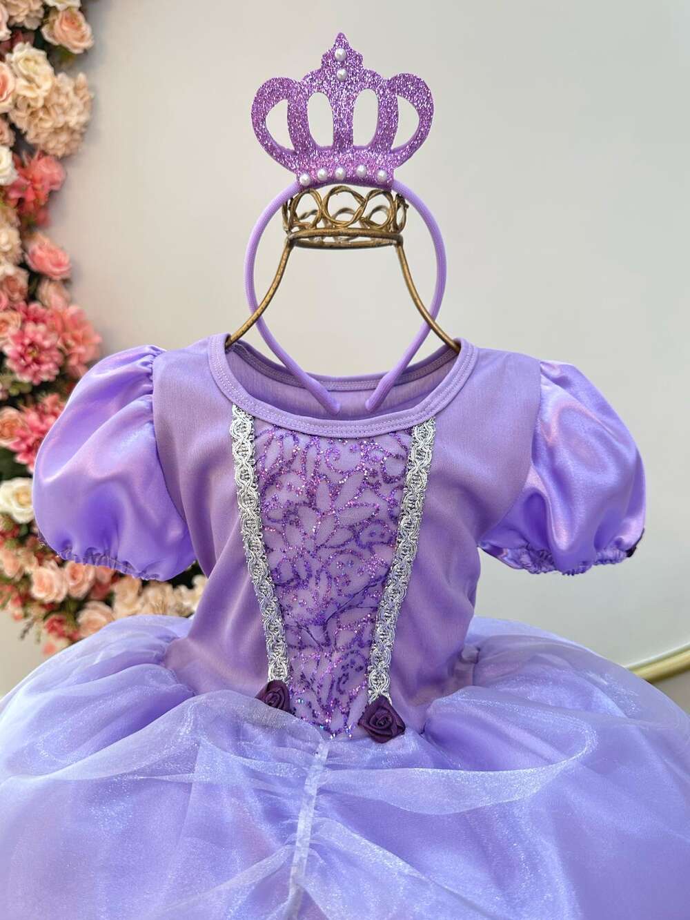 Fantasia Infantil Princesa Sofia com Tiara e Luva