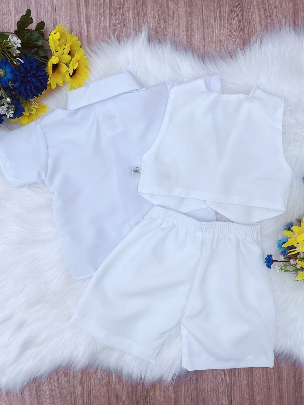 Conjunto Social Short Camisa Gravata Branco Toys