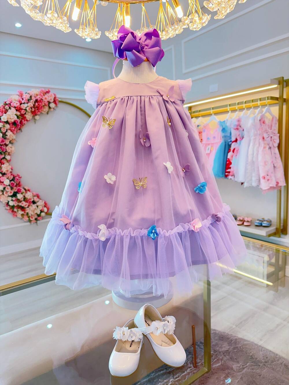 Vestido Infantil Lilás Jardim Encantado Luxo