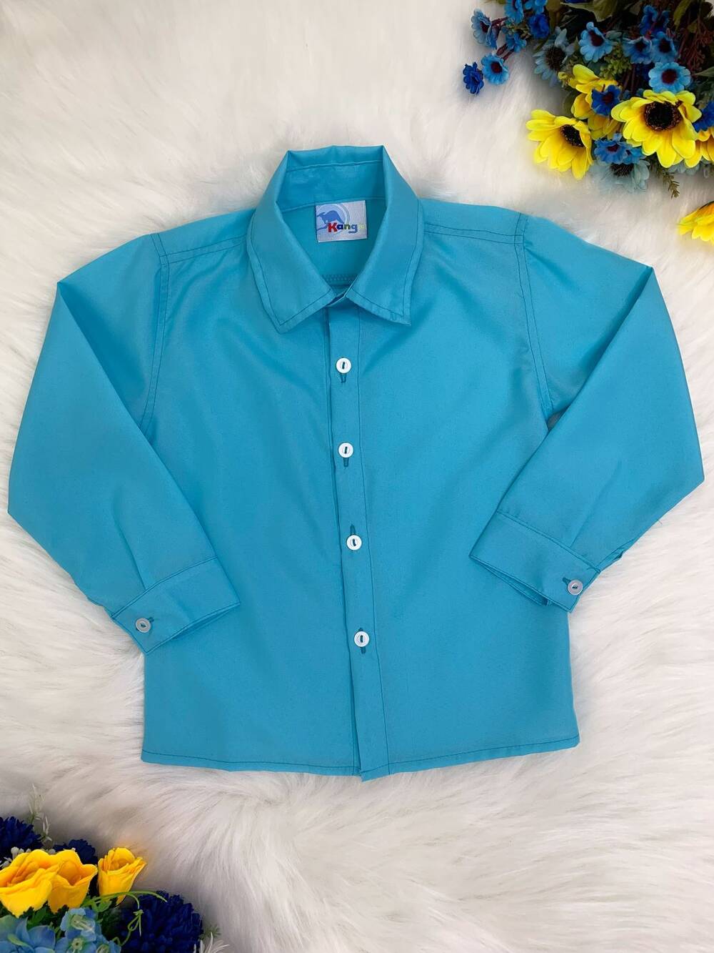 Camisa Social Azul Tiffany Com Manga Longa Príncipes