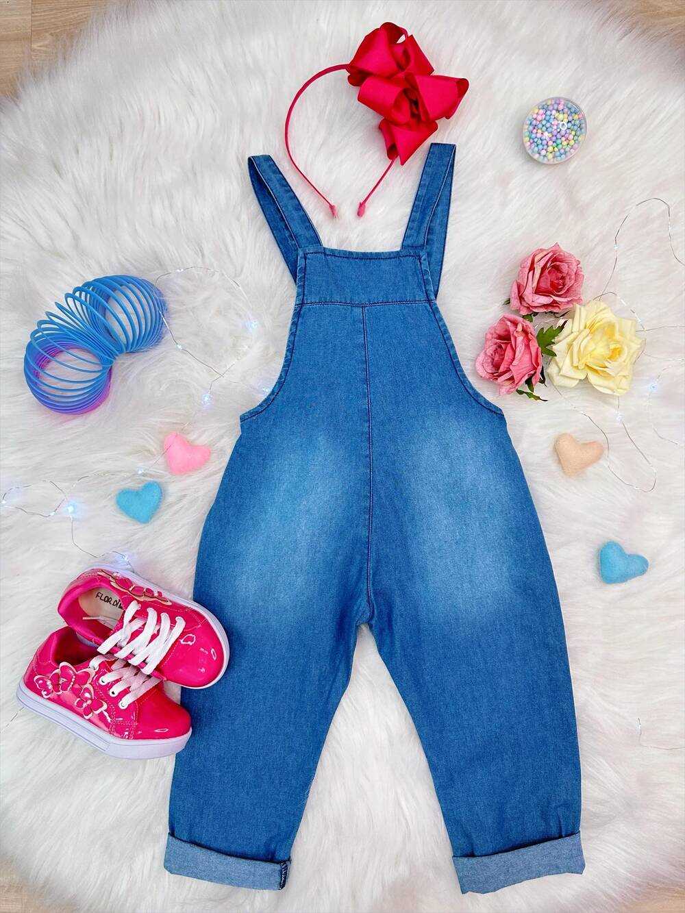 Jardineira Jeans Love Fashion Festas Luxo