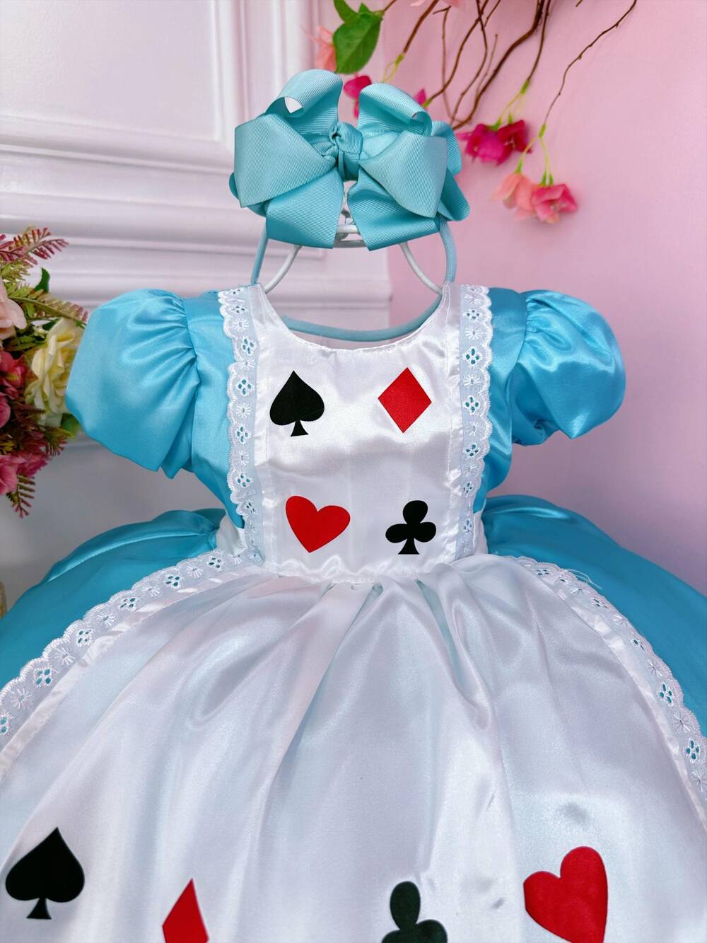 Vestido Infantil Alice no Pais das Maravilhas Festa Luxo