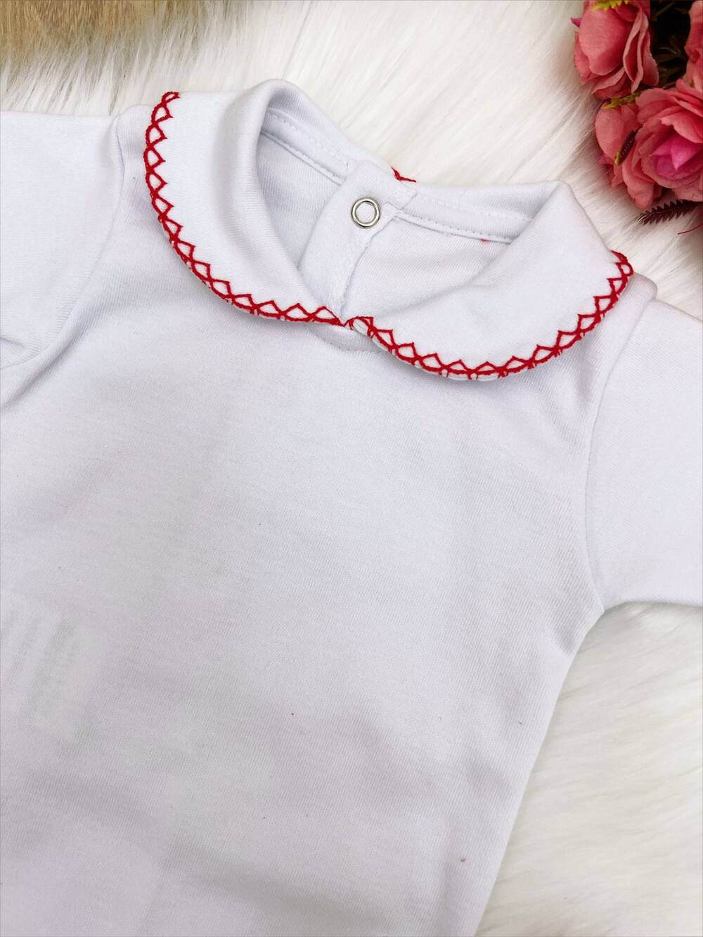 Conjunto Infantil Blusa Calcinha Branco e Vermelho