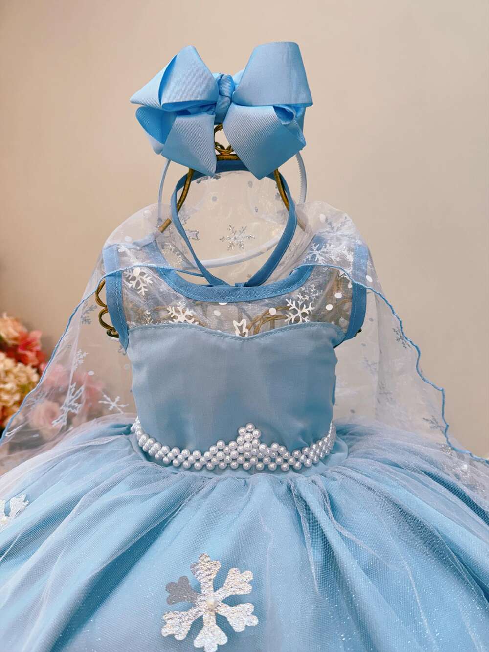 Vestido Infantil Frozen Princesas Capa de Luxo Aniversário