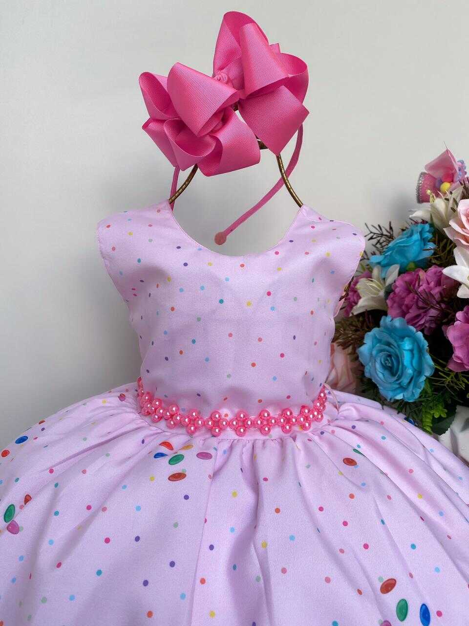 Vestido Infantil Doces Confeitaria Rosa Luxo