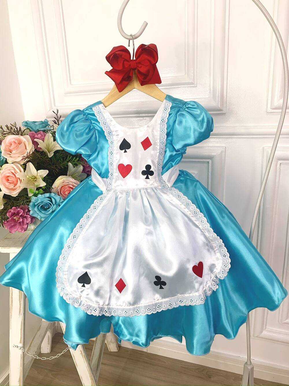 Vestido Infantil Alice no Pais das Maravilhas Festa Luxo