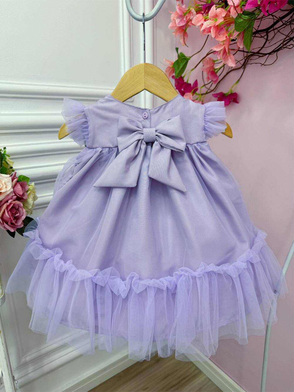 Vestido Infantil Bebê Lilás Jardim Encantado Luxo