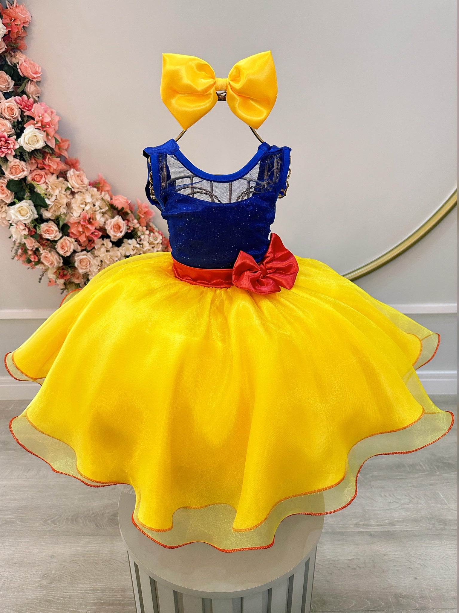Vestido Fantasia Infantil Princesa Branca de Neve C/ Capa