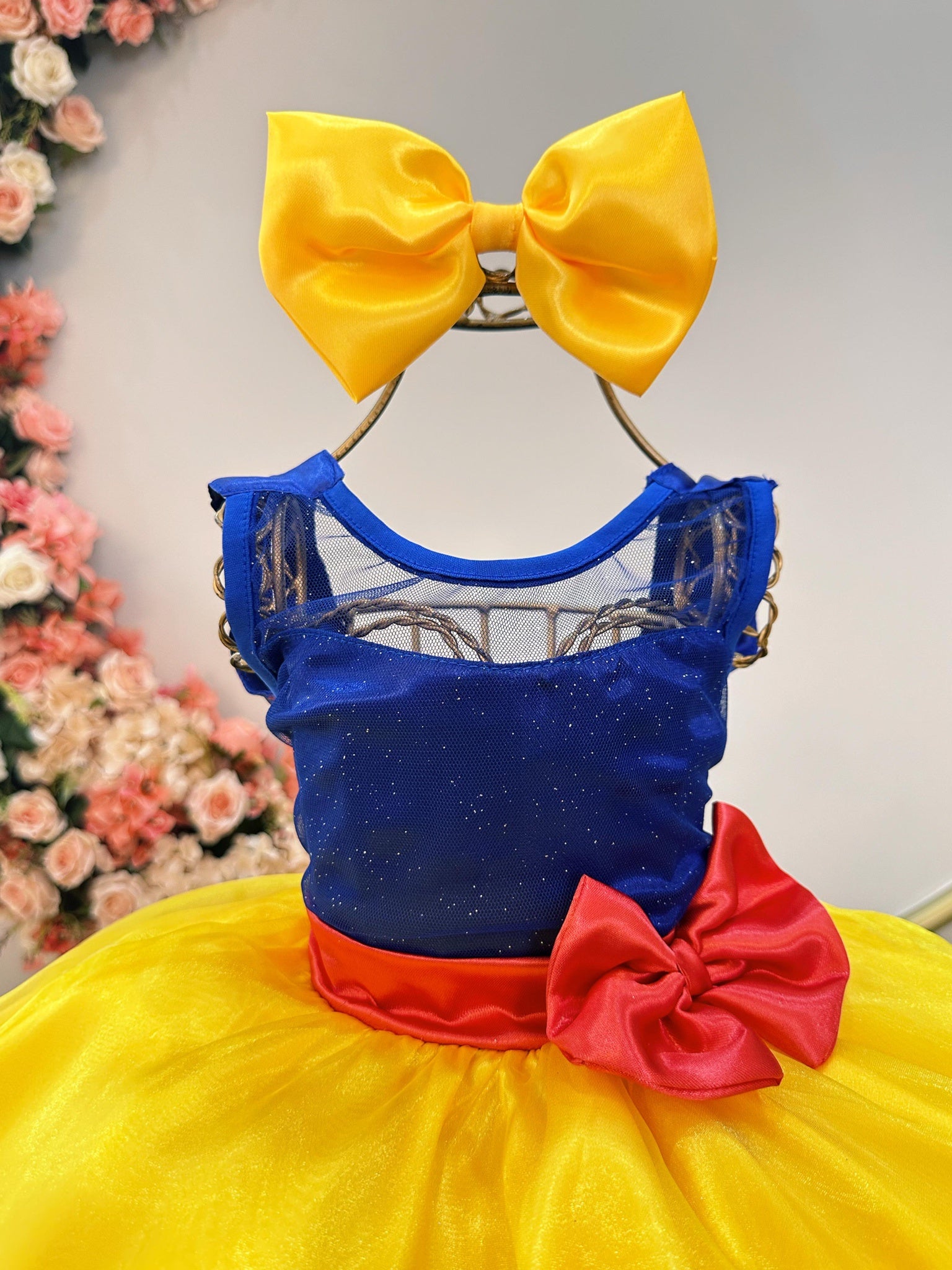 Vestido Fantasia Infantil Princesa Branca de Neve C/ Capa