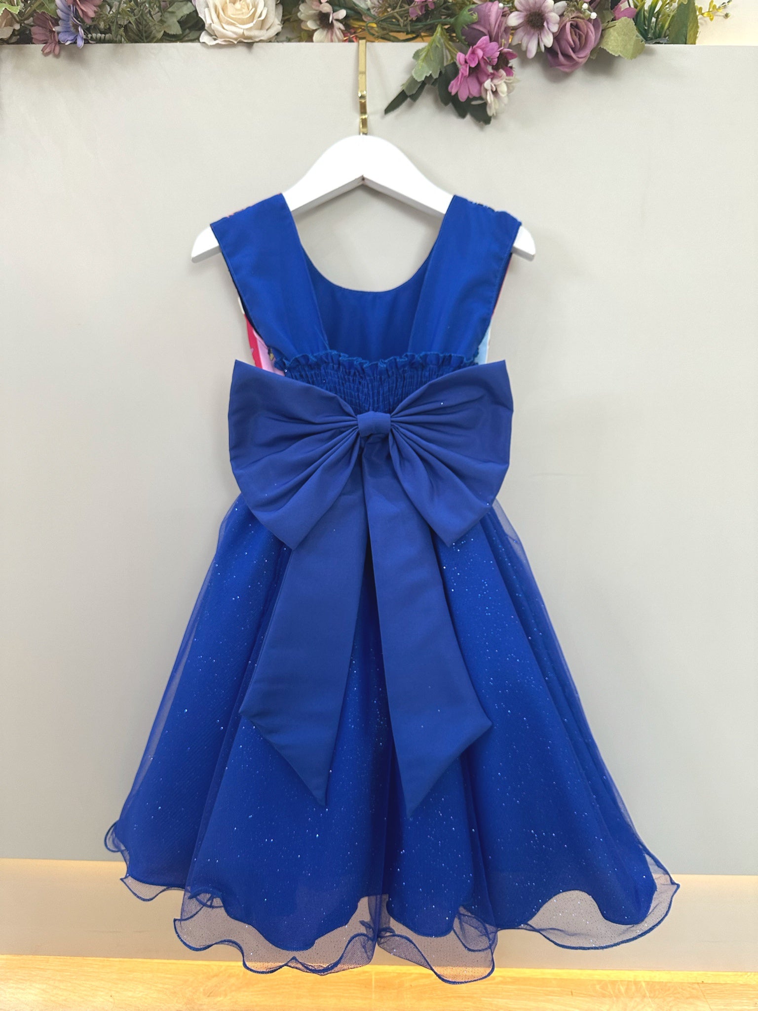 Vestido Infantil Azul Royal Lilo Stitch e Angel Festas