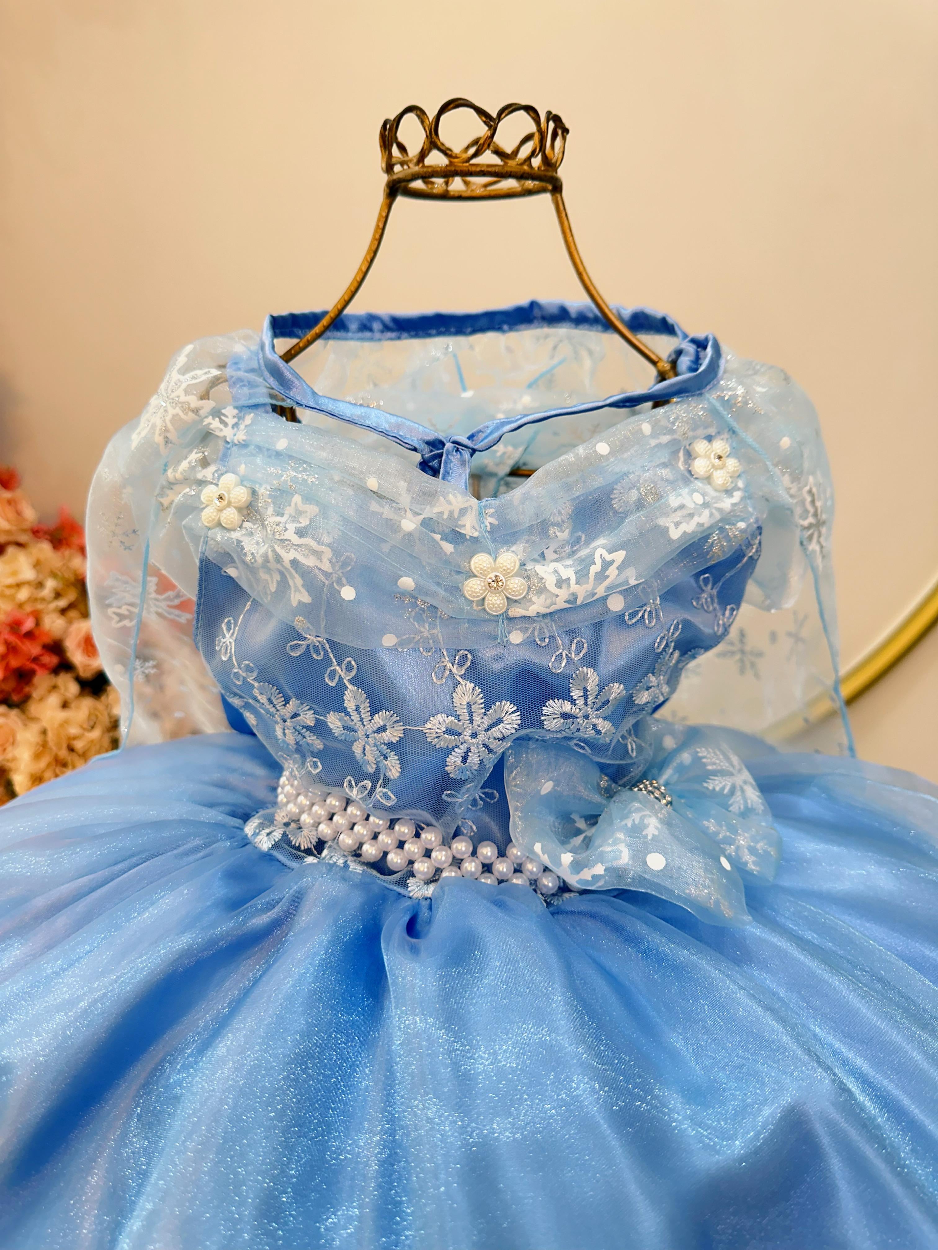 Vestido Infantil Princesas Frozen Elsa C/ Capa Luxo Festas