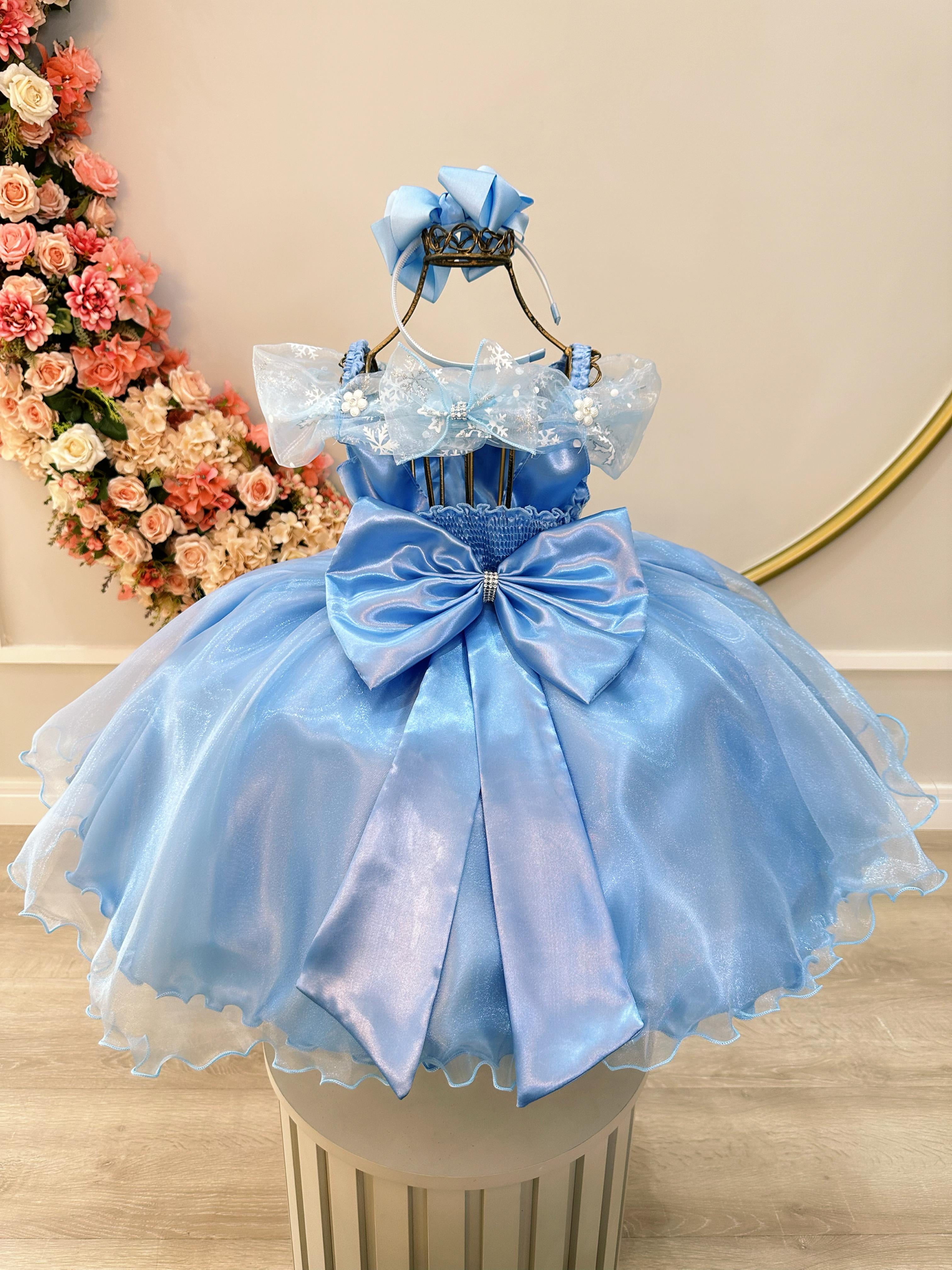Vestido Infantil Princesas Frozen Elsa C/ Capa Luxo Festas